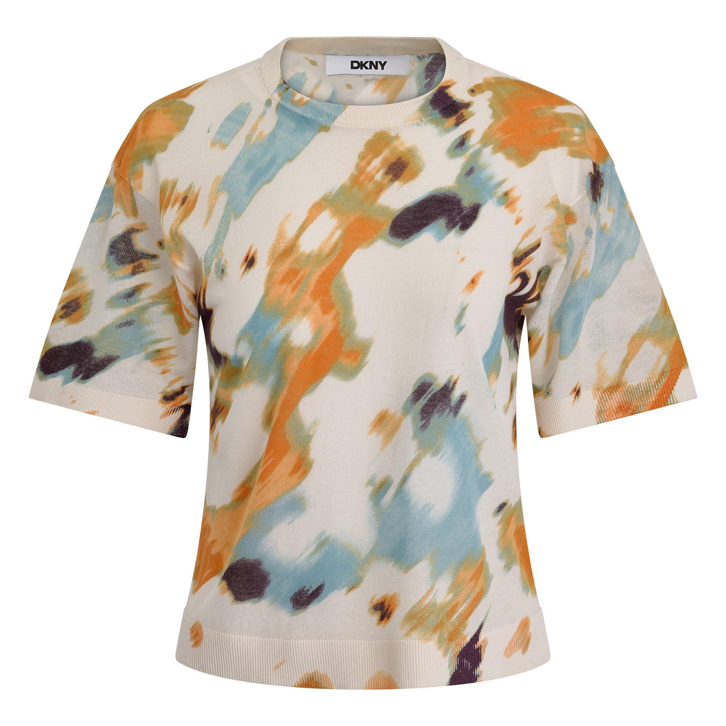 Dkny Women's Short Sleeve Blouse - Sunburst Floral - 14 (L)