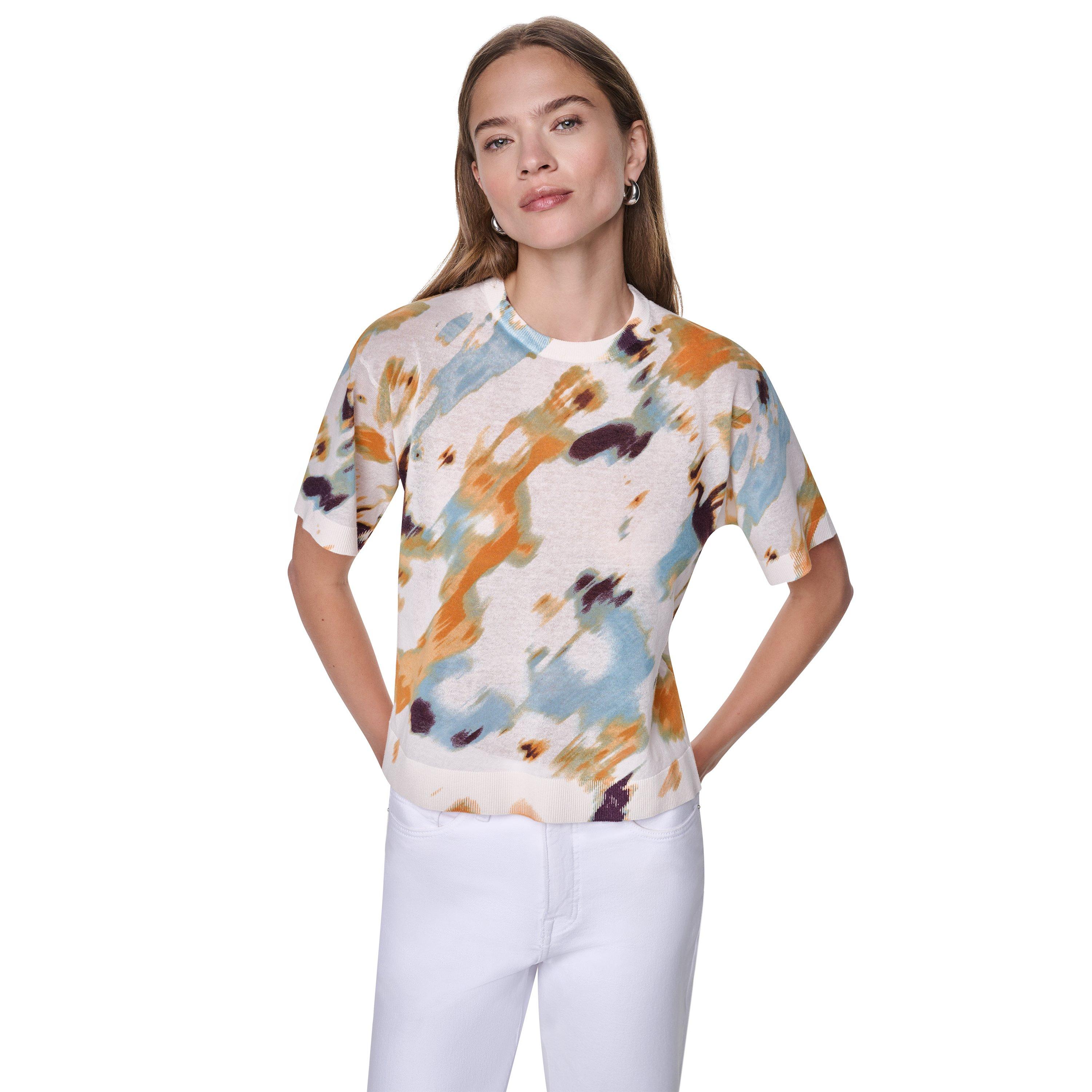 Sunburst Floral - DKNY - Women's Short Sleeve Blouse - 1