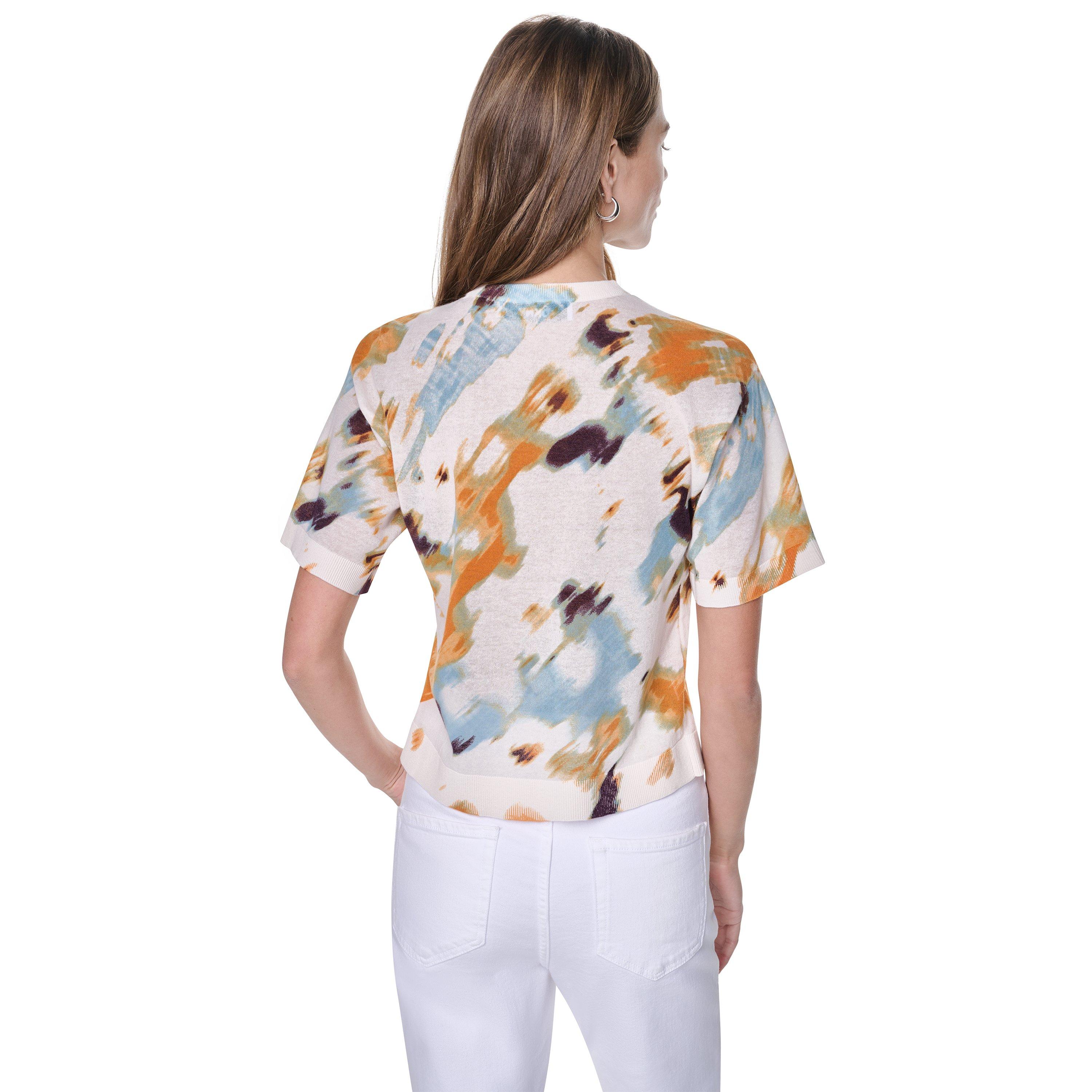Sunburst Floral - DKNY - Women's Short Sleeve Blouse - 2