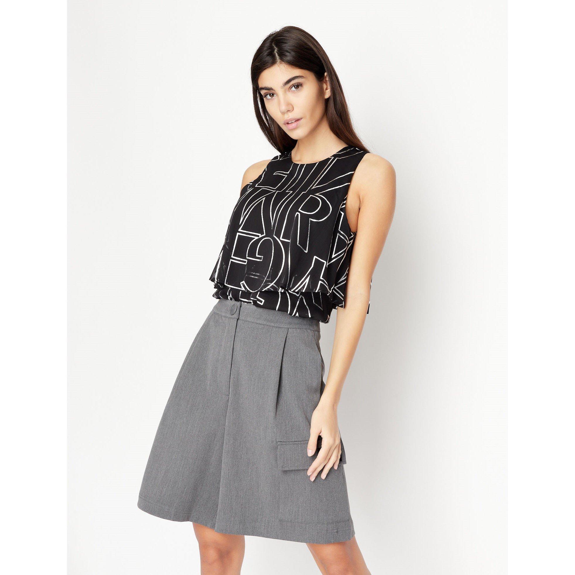 Black/Silver - Armani Exchange - Women's Short-Sleeve Blouse - 1