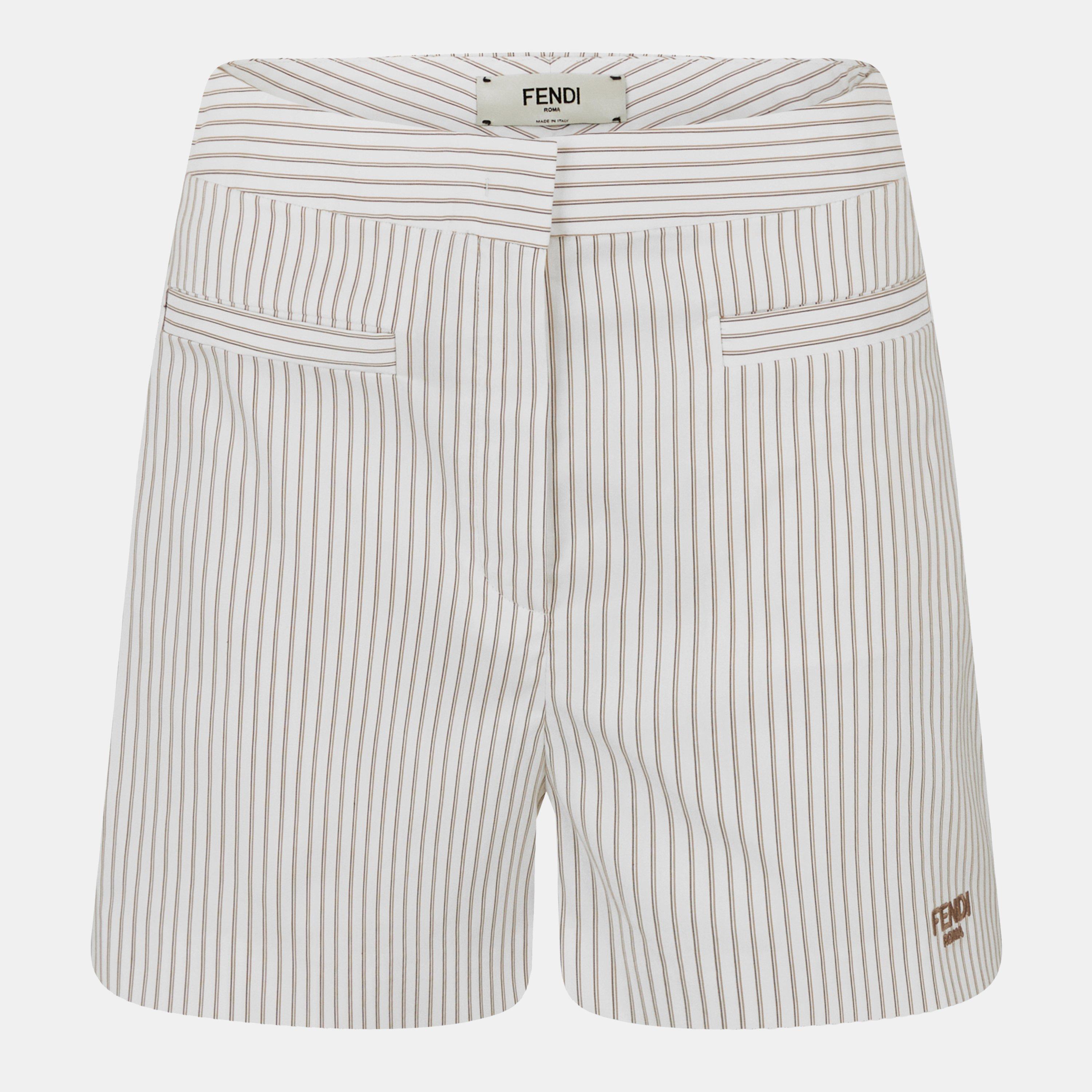 Fendi Tailored Stripe Shorts - Cream - Size 42 (UK 10)