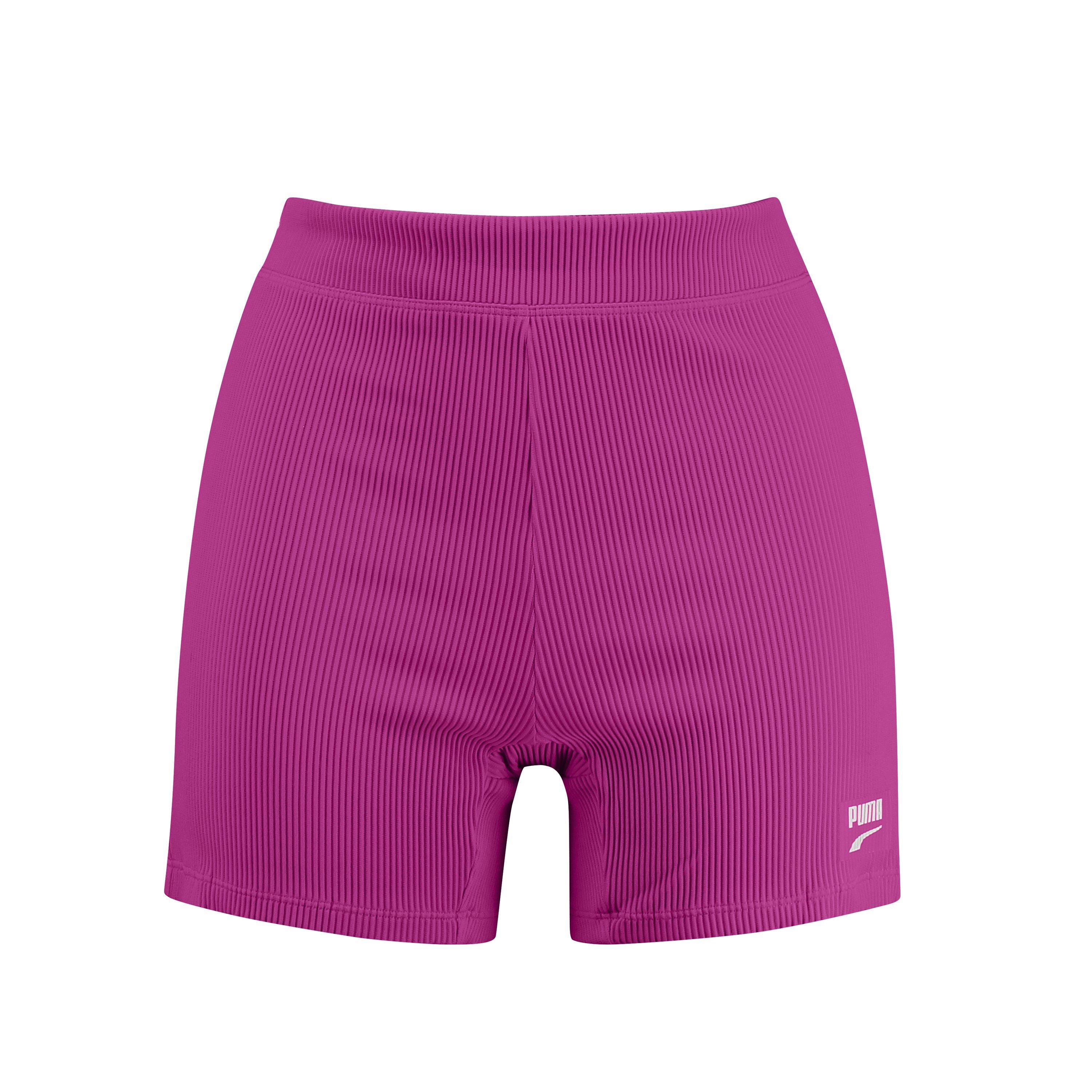 Puma Women's Ribbed Booty Shorts - Neon Pink - 16 (XL)