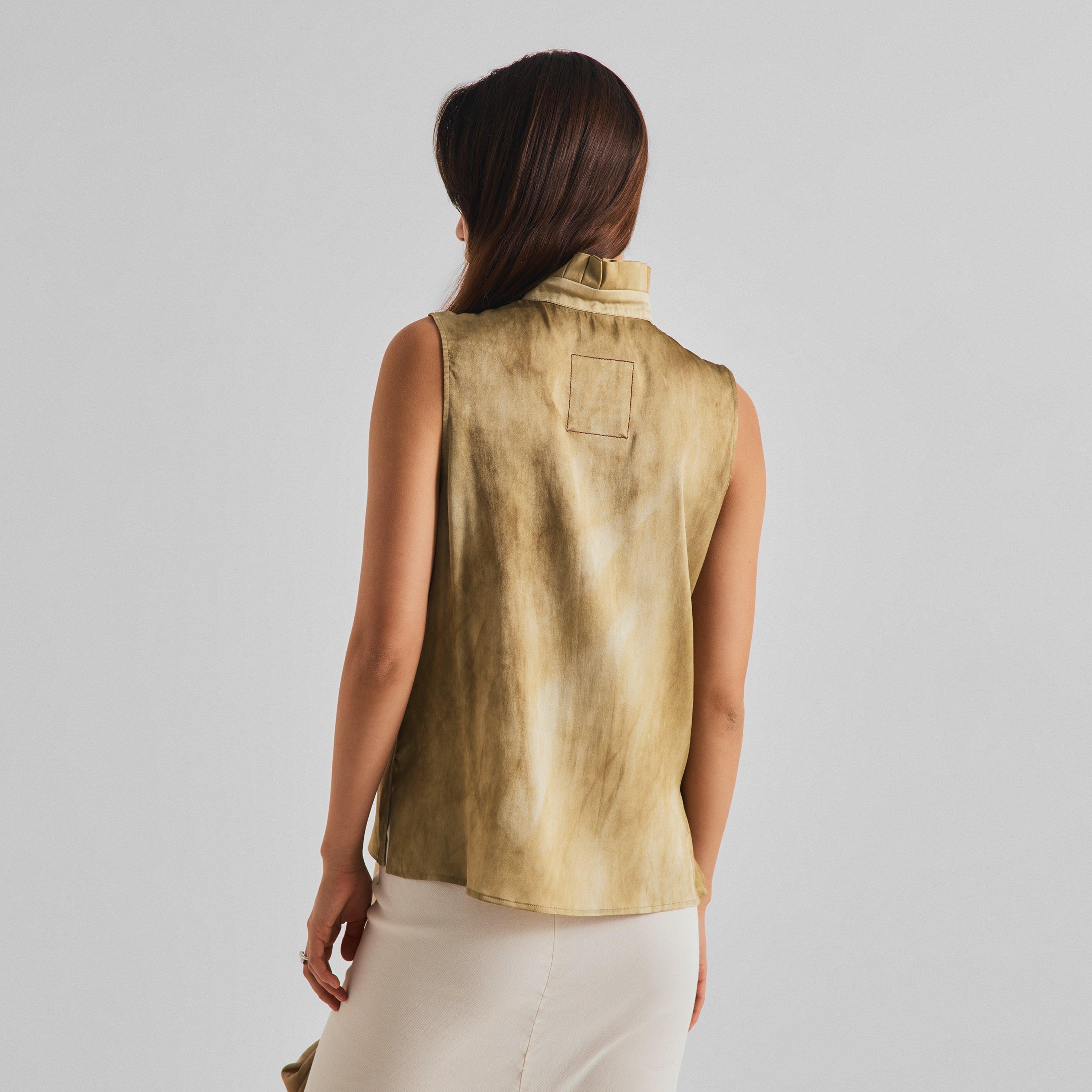Tan - Uma Wang - Women's Tina Top Short Sleeve Blouse - 4