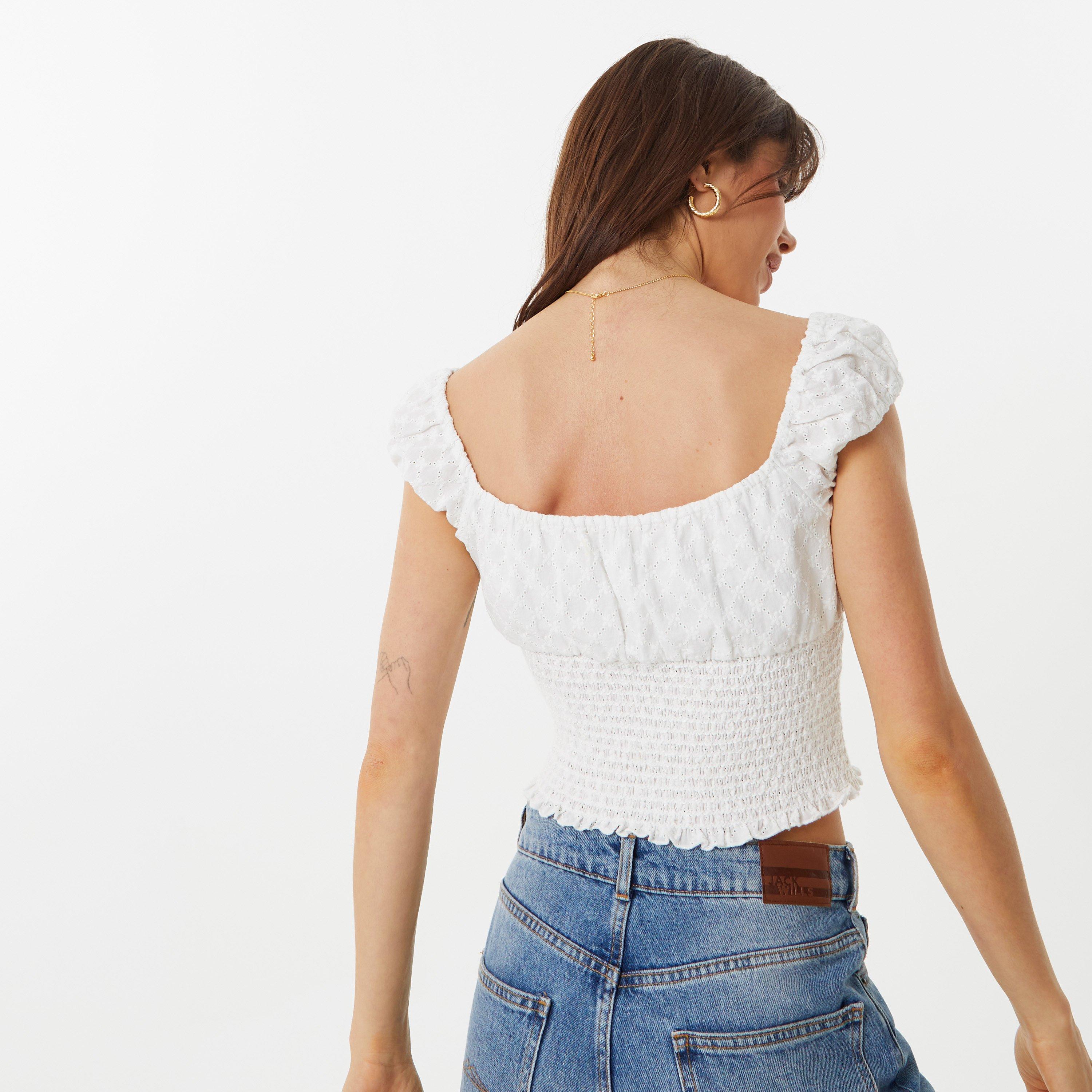 White - Jack Wills - Broderie Prairie Top - 2