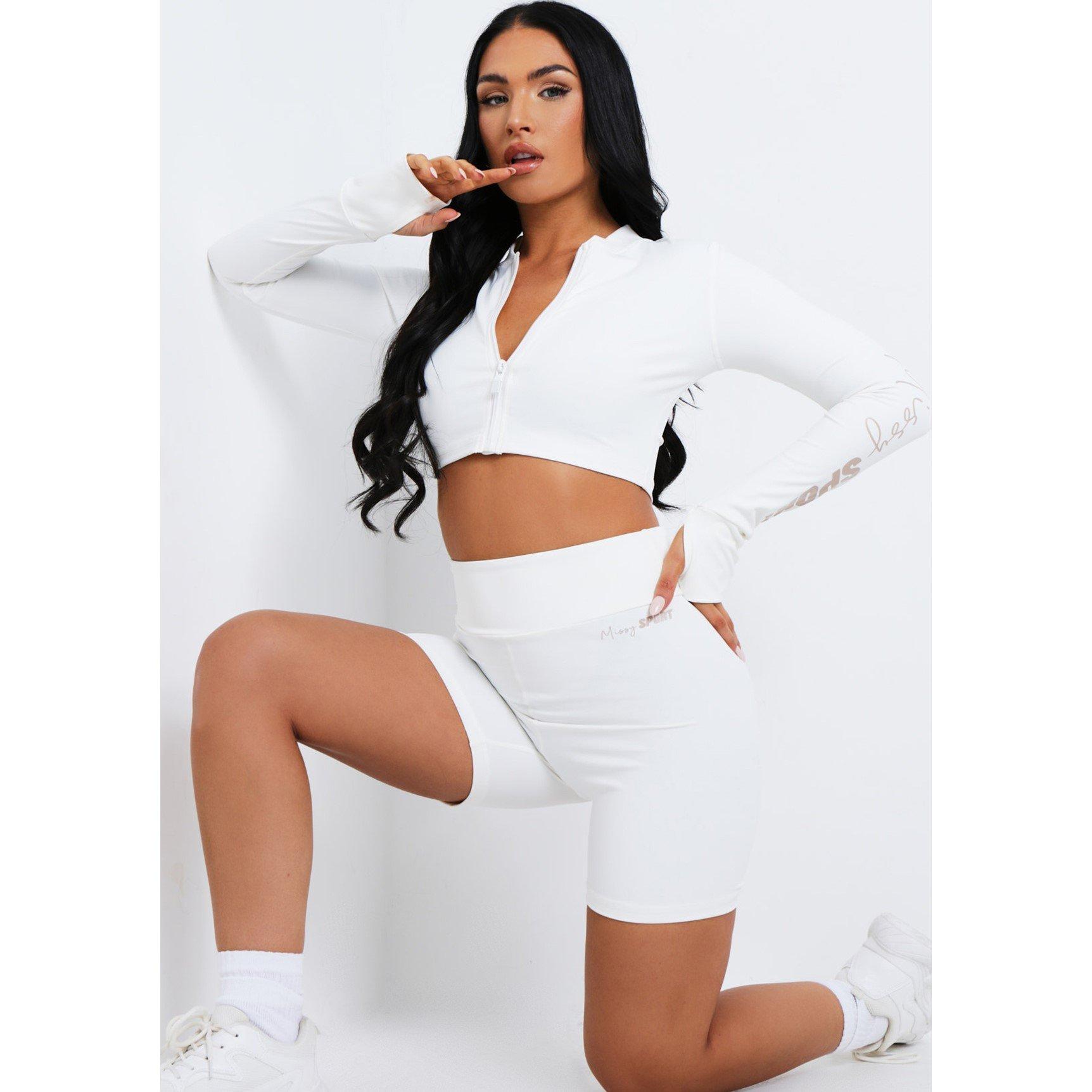 Cream - Missy Empire - Missy Sport Ruched Bum Gym Shorts