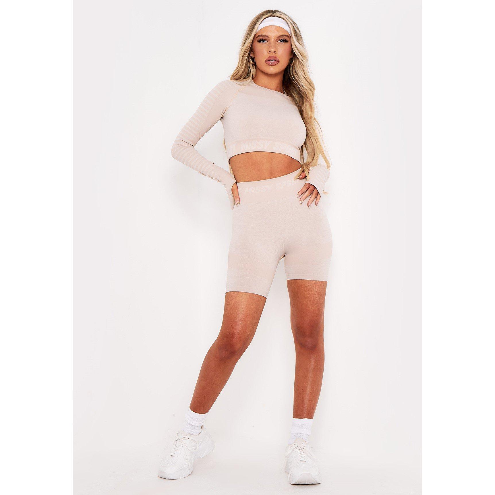 Missy Empire Women's Missy Sport Seamless Cycle Gym Shorts - Mocha - 6 (2XS)