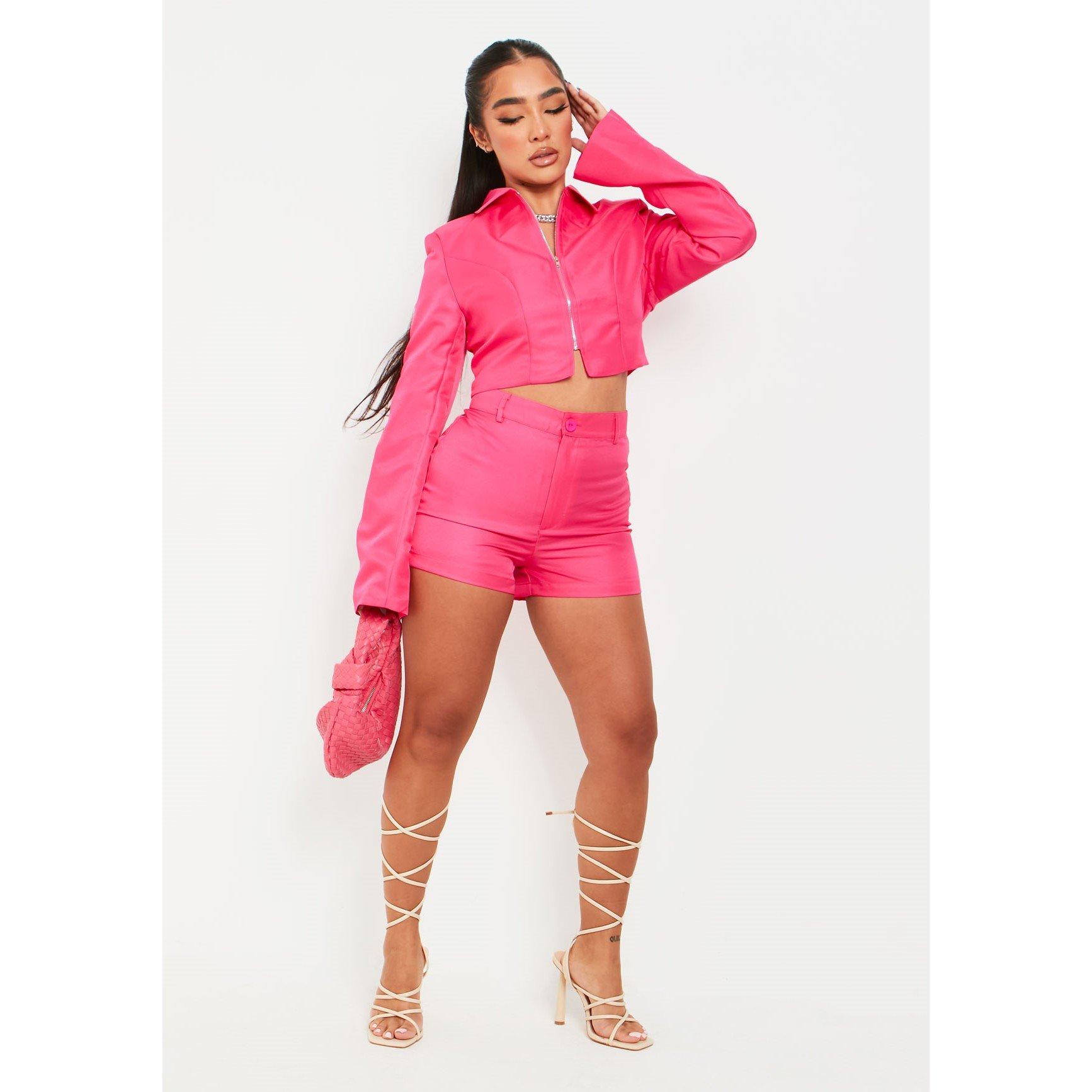 Missy Empire Women's Zip Through Tailored Shorts - Pink - 6 (2XS)