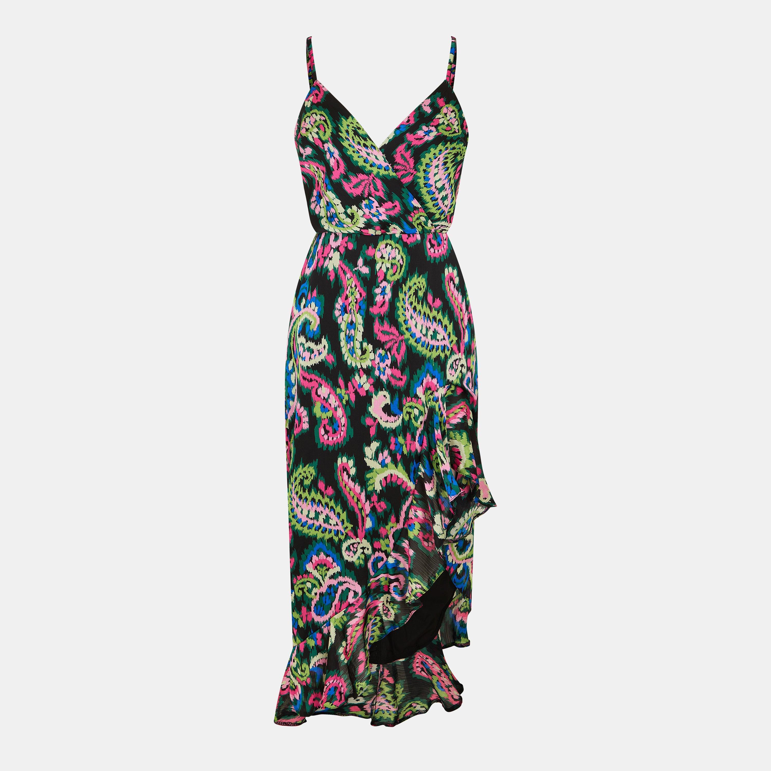 Multi - AX Paris - Multi Printed Wrap Over Strappy Midi Dress - 1