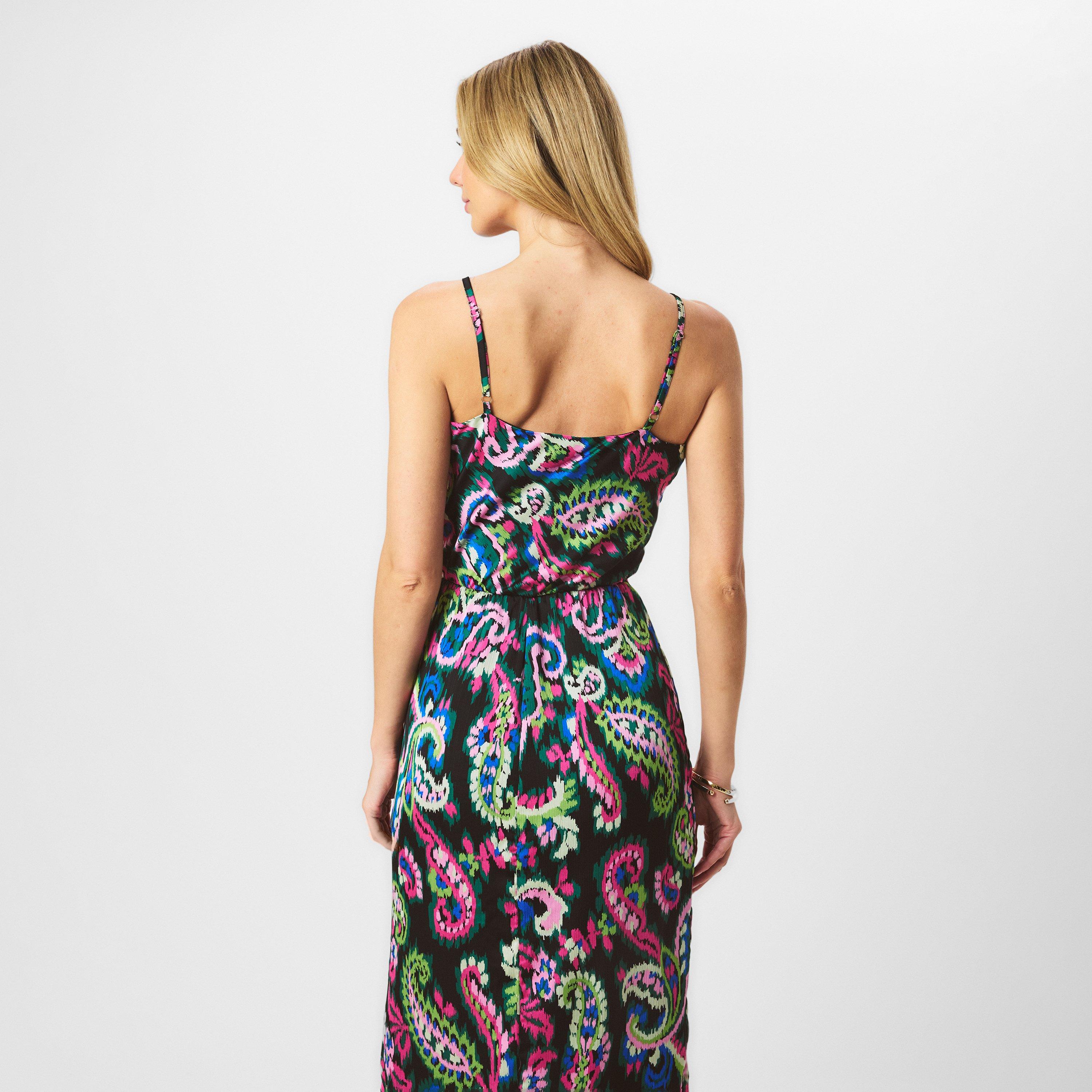 Multi - AX Paris - Multi Printed Wrap Over Strappy Midi Dress - 4