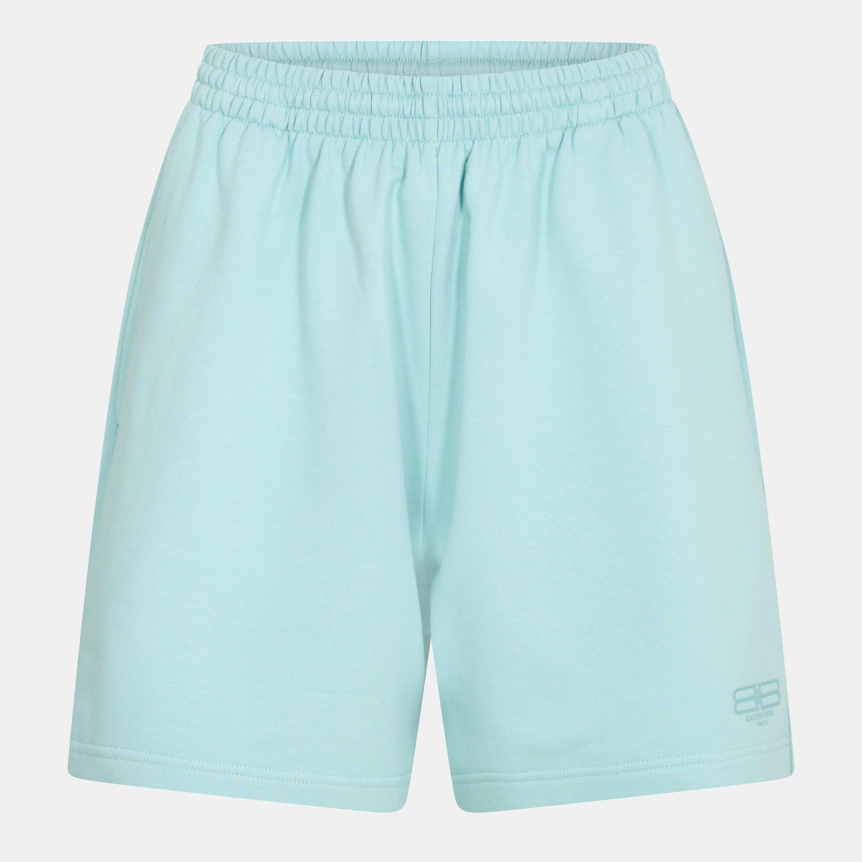 Balenciaga Women's Stretch Fleece Jogger Shorts - Green/Green - Size 10 (S)