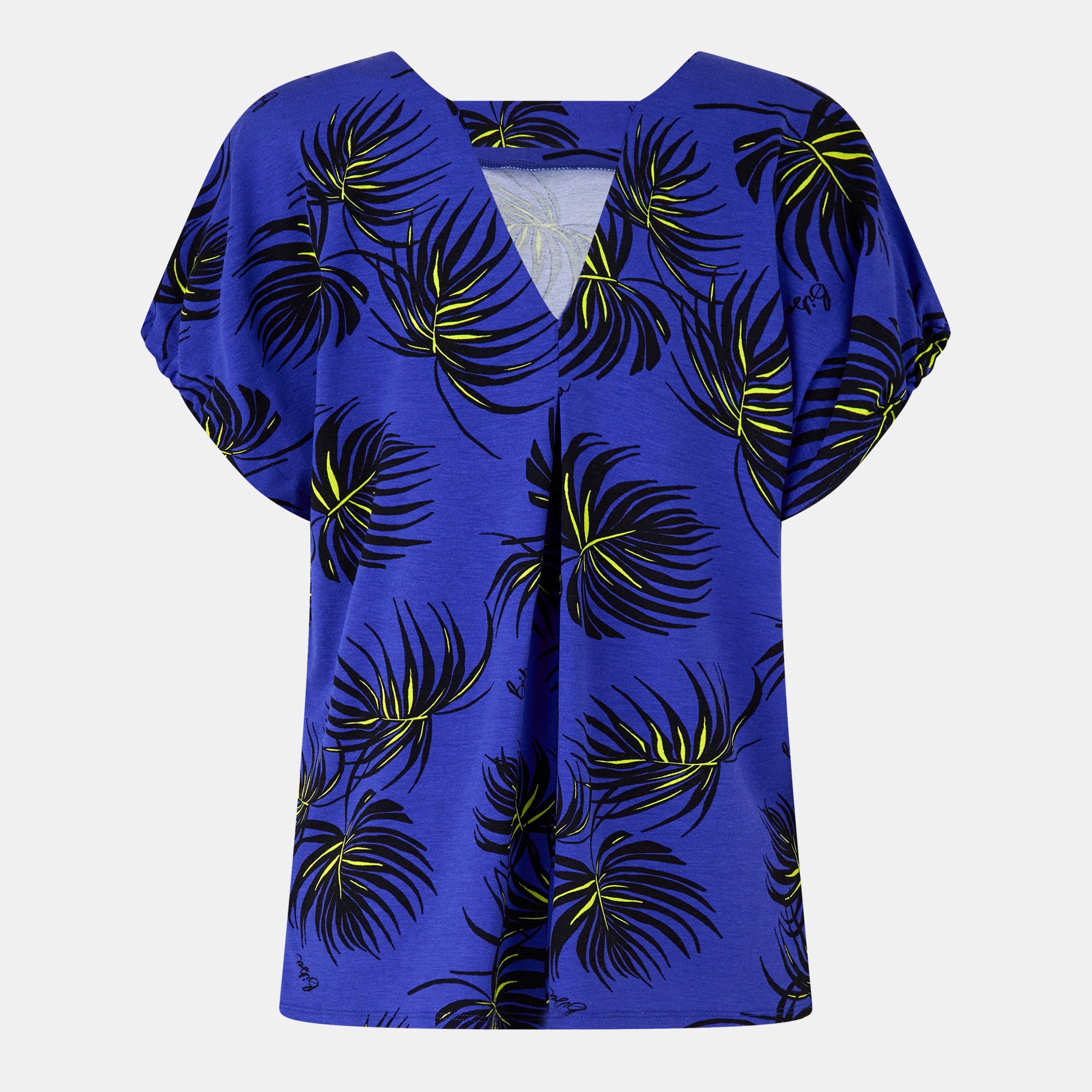 Blue palm - Biba - Women's Jersey Tab Short-Sleeve Blouse - 2