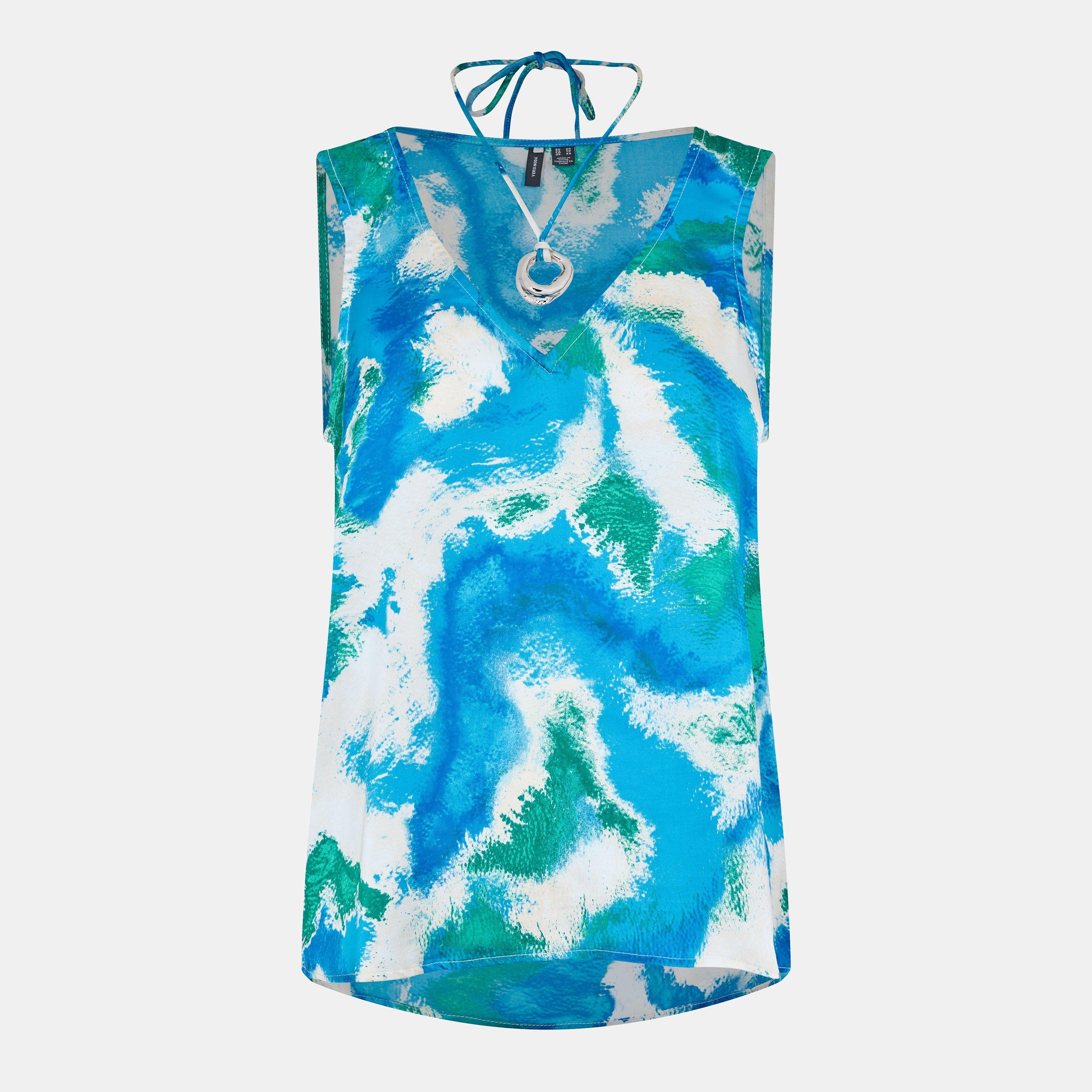 Vero Moda Women's Short-Sleeve V-Neck Blouse - Dresden Blue - 14 (L)