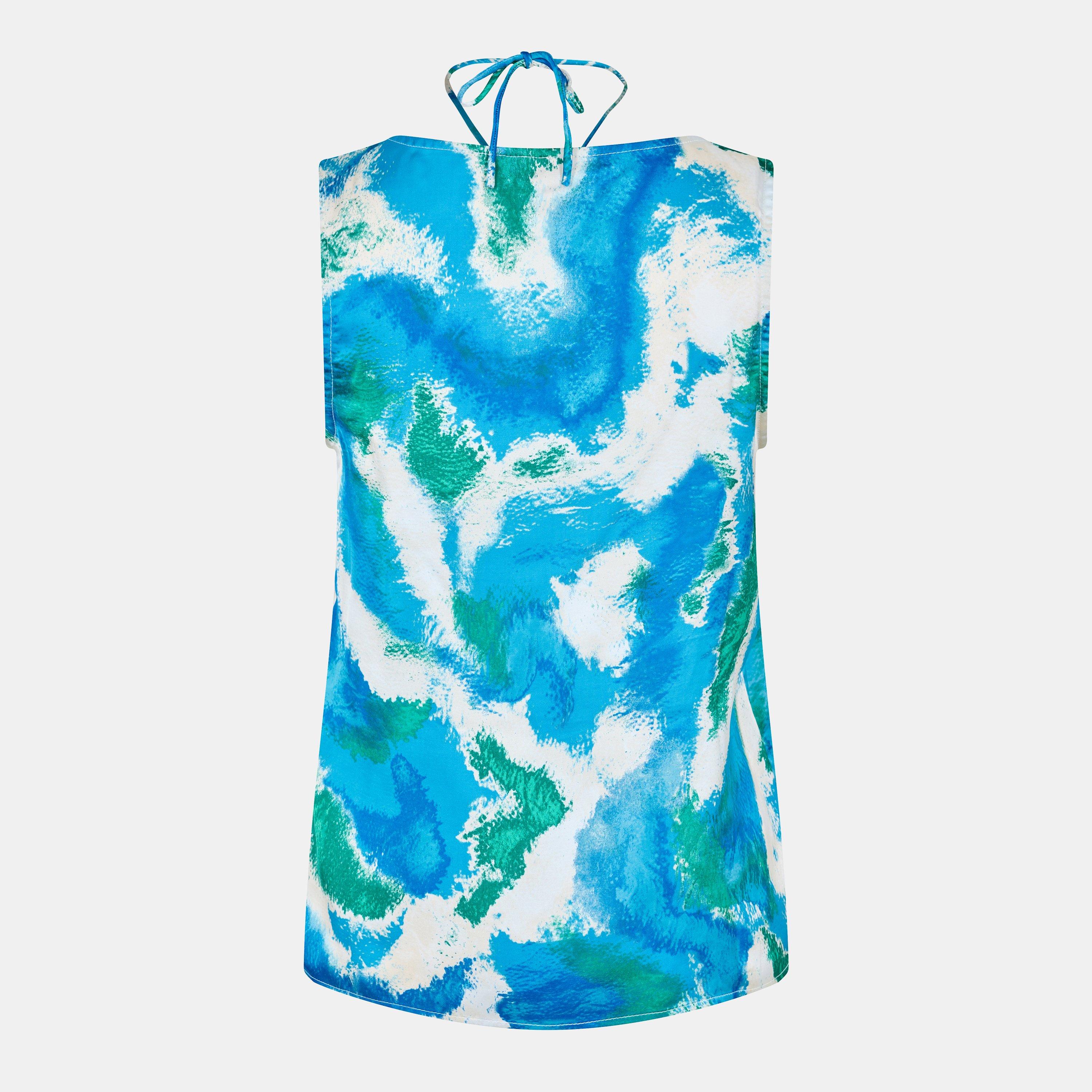 Dresden Blue - Vero Moda - Short-Sleeve V-Neck Blouse - 2