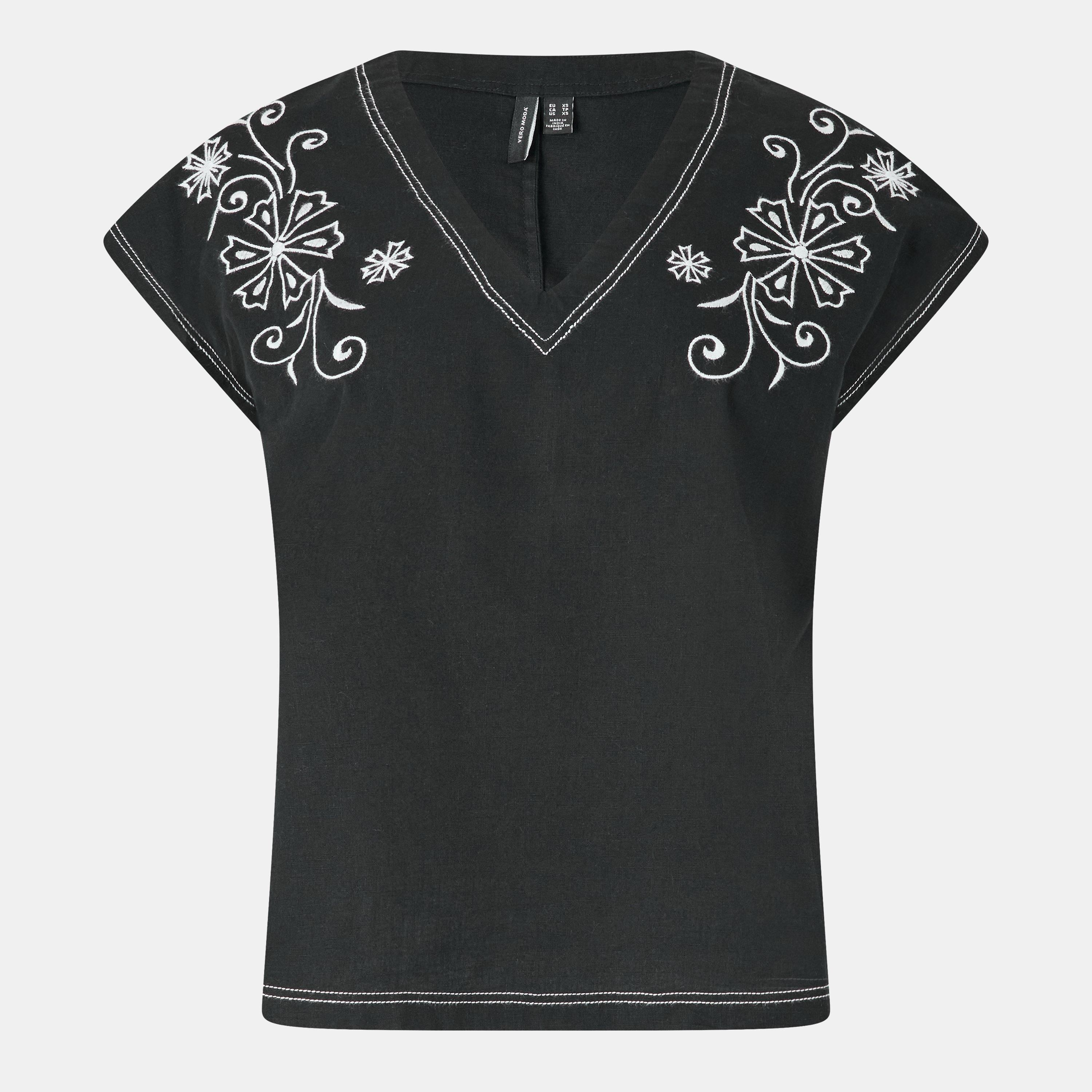 Vero Moda Women's Dakota Short-Sleeve Blouse - Black - 8 (XS)