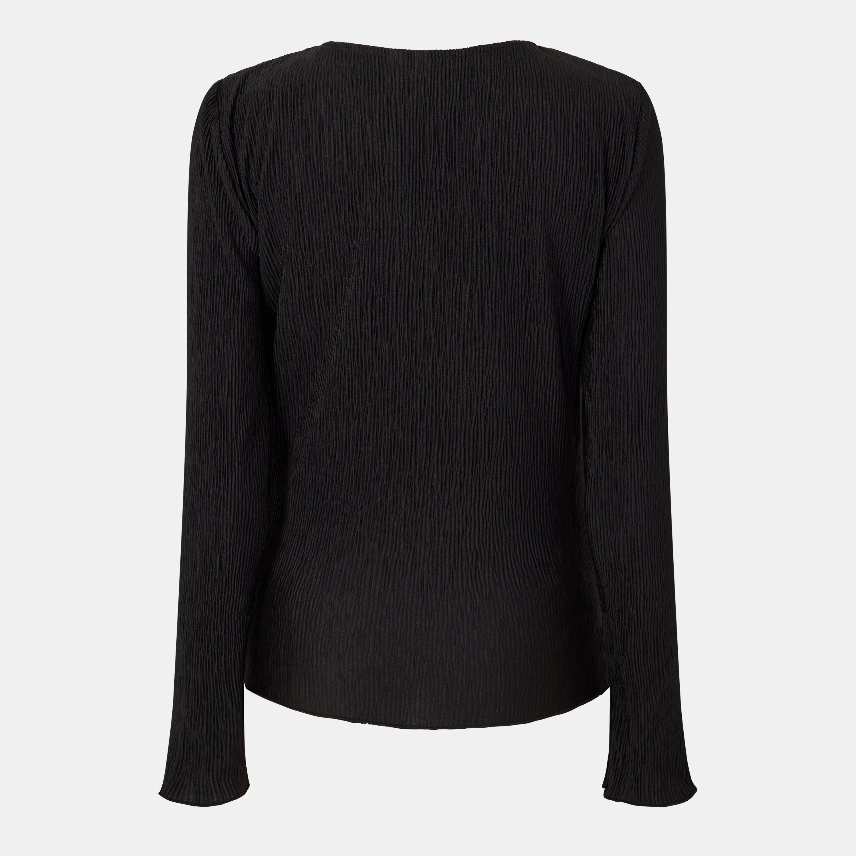 Black - Pieces - Short-Sleeve Blouse - 2