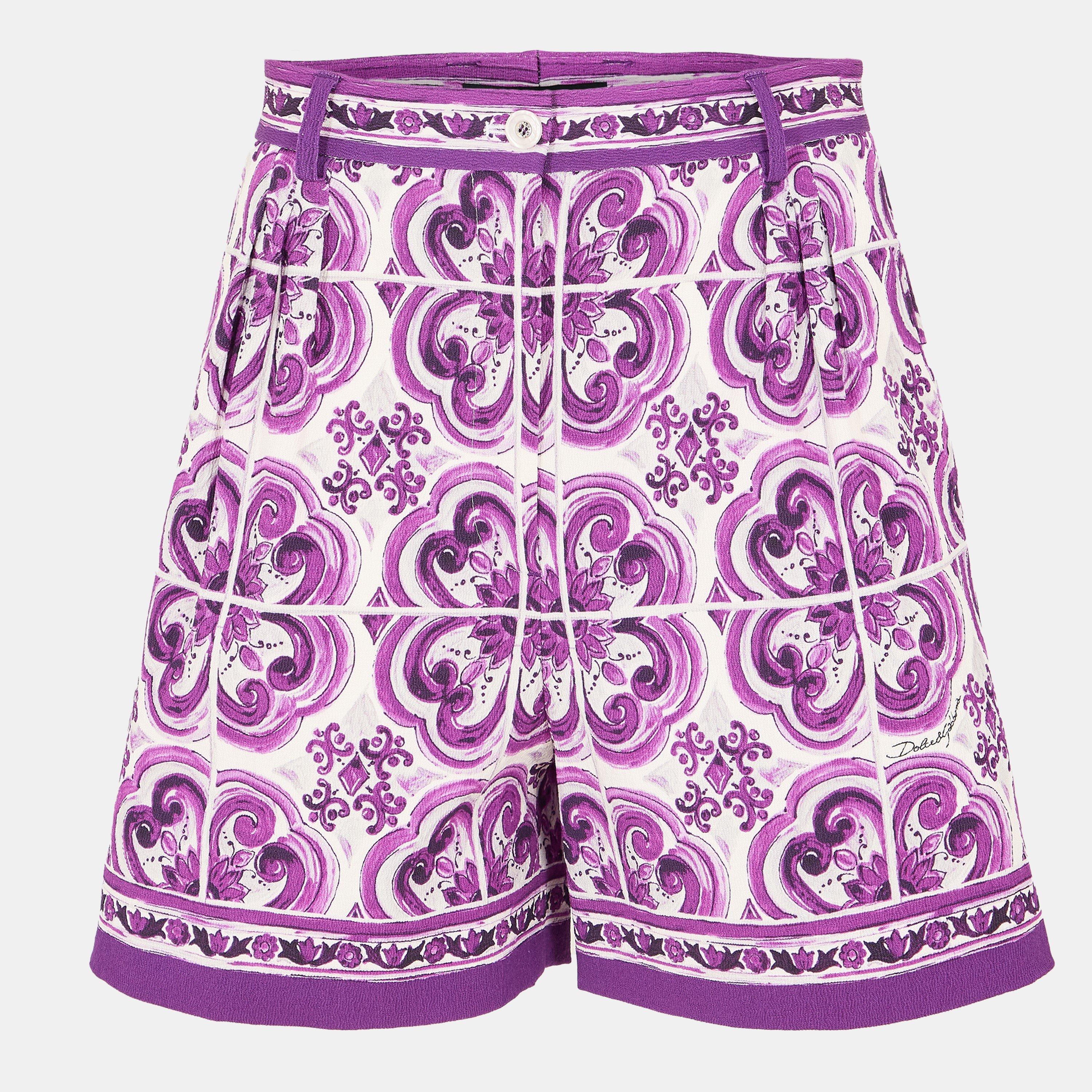 Maiolica Viola - Dolce and Gabbana - Women's Structured Tailored Shorts - 1