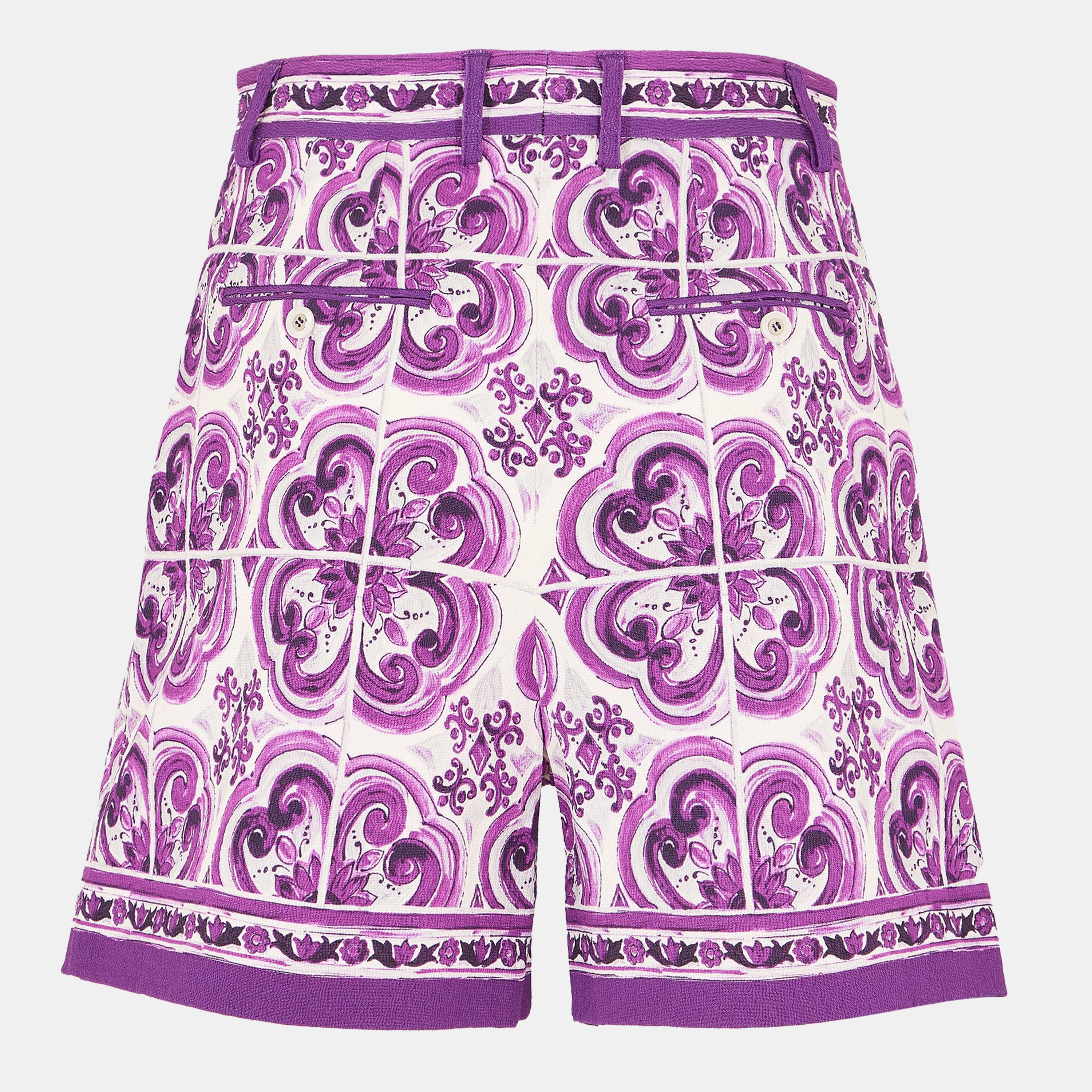 Maiolica Viola - Dolce and Gabbana - Women's Structured Tailored Shorts - 2