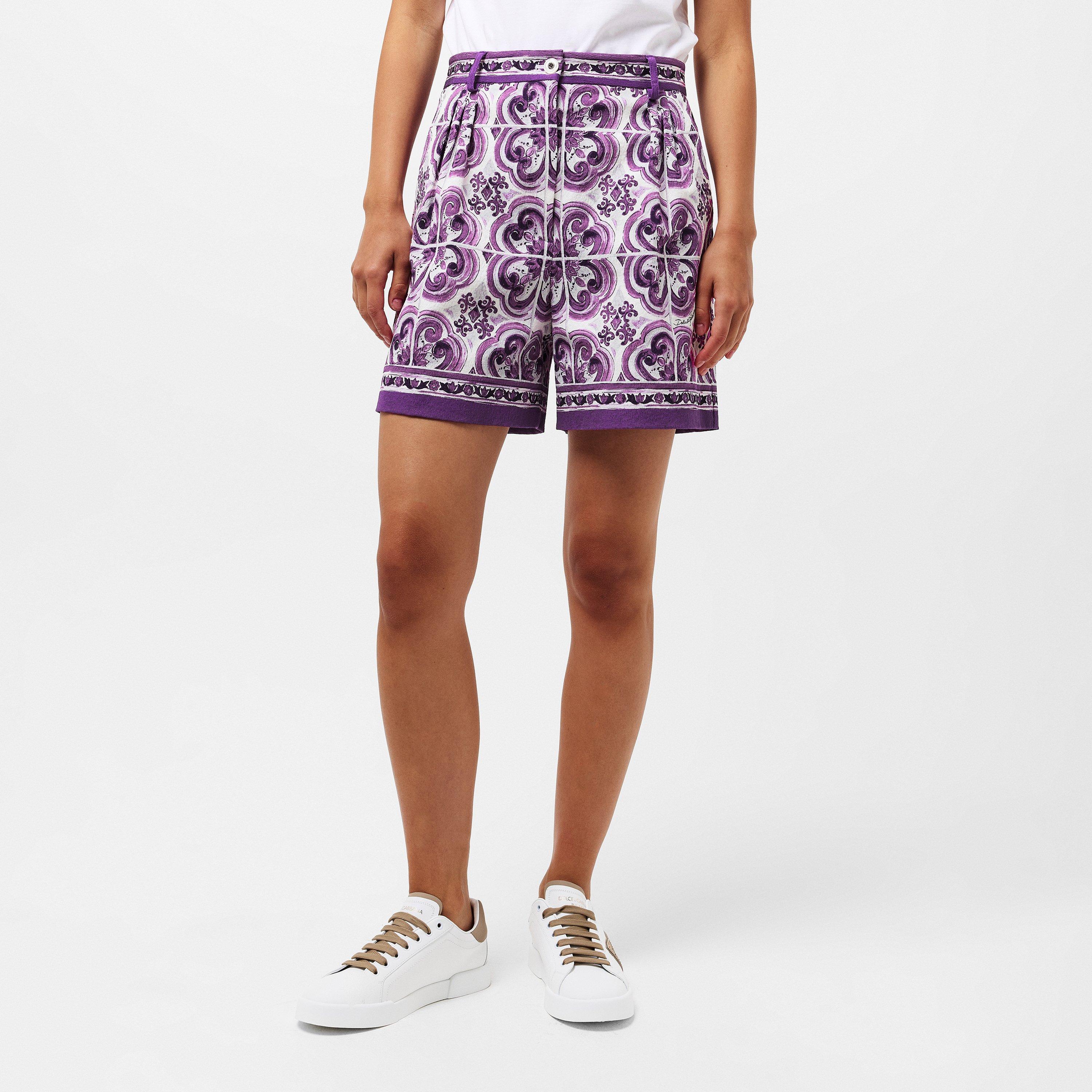 Maiolica Viola - Dolce and Gabbana - Women's Structured Tailored Shorts - 3