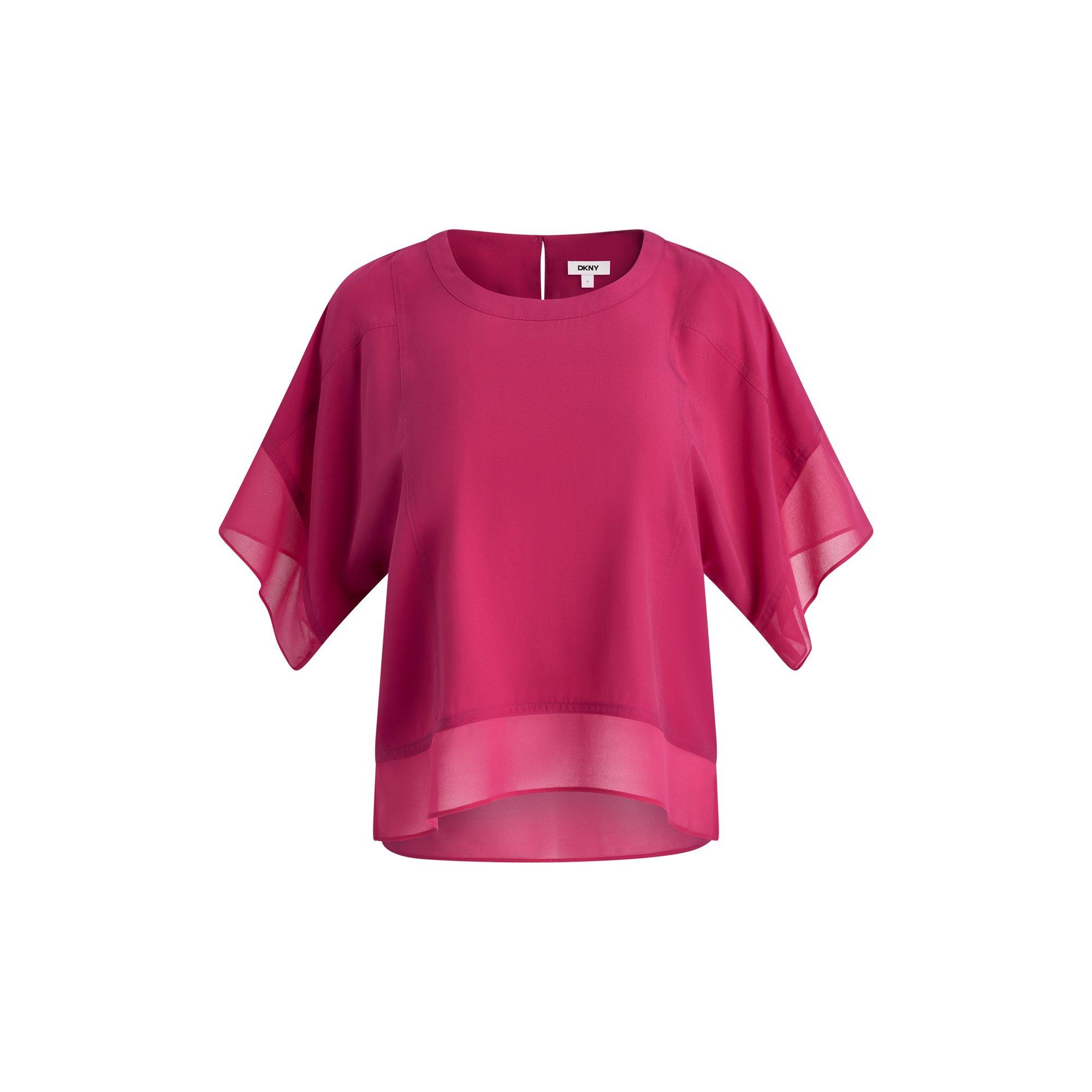 Hot Pink - DKNY - Women's Short Sleeve Blouse - 1