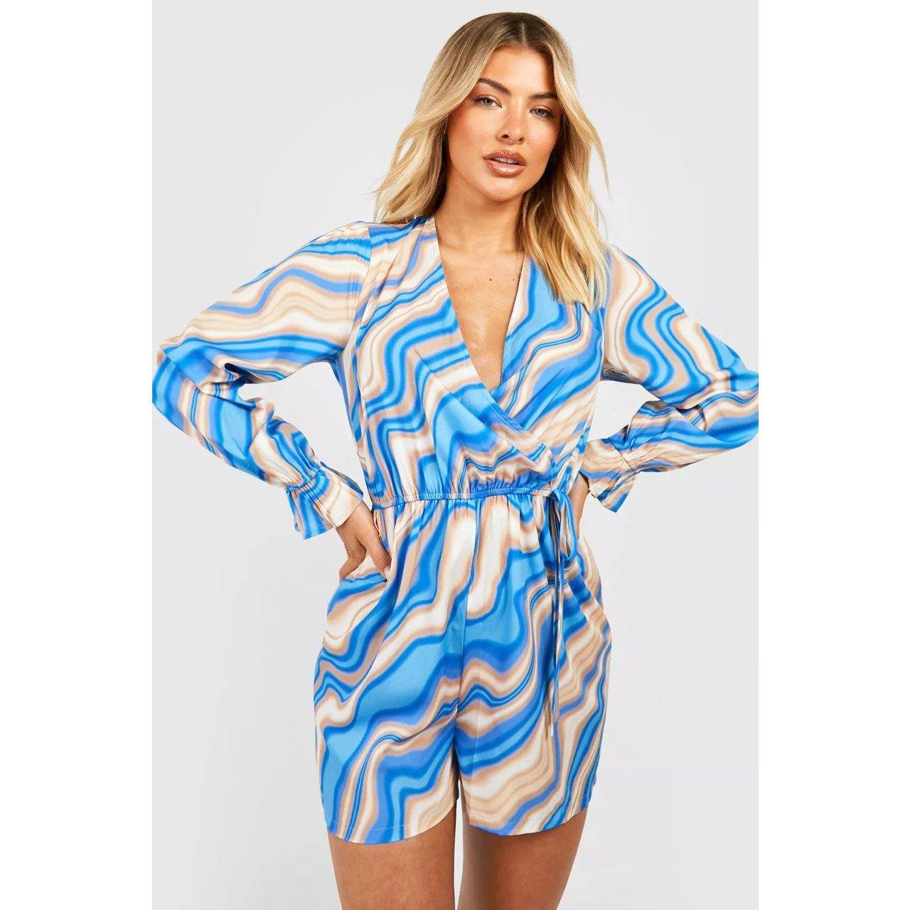 Blauw - Influence - Women's Long-Sleeve Wrap Playsuit - 1