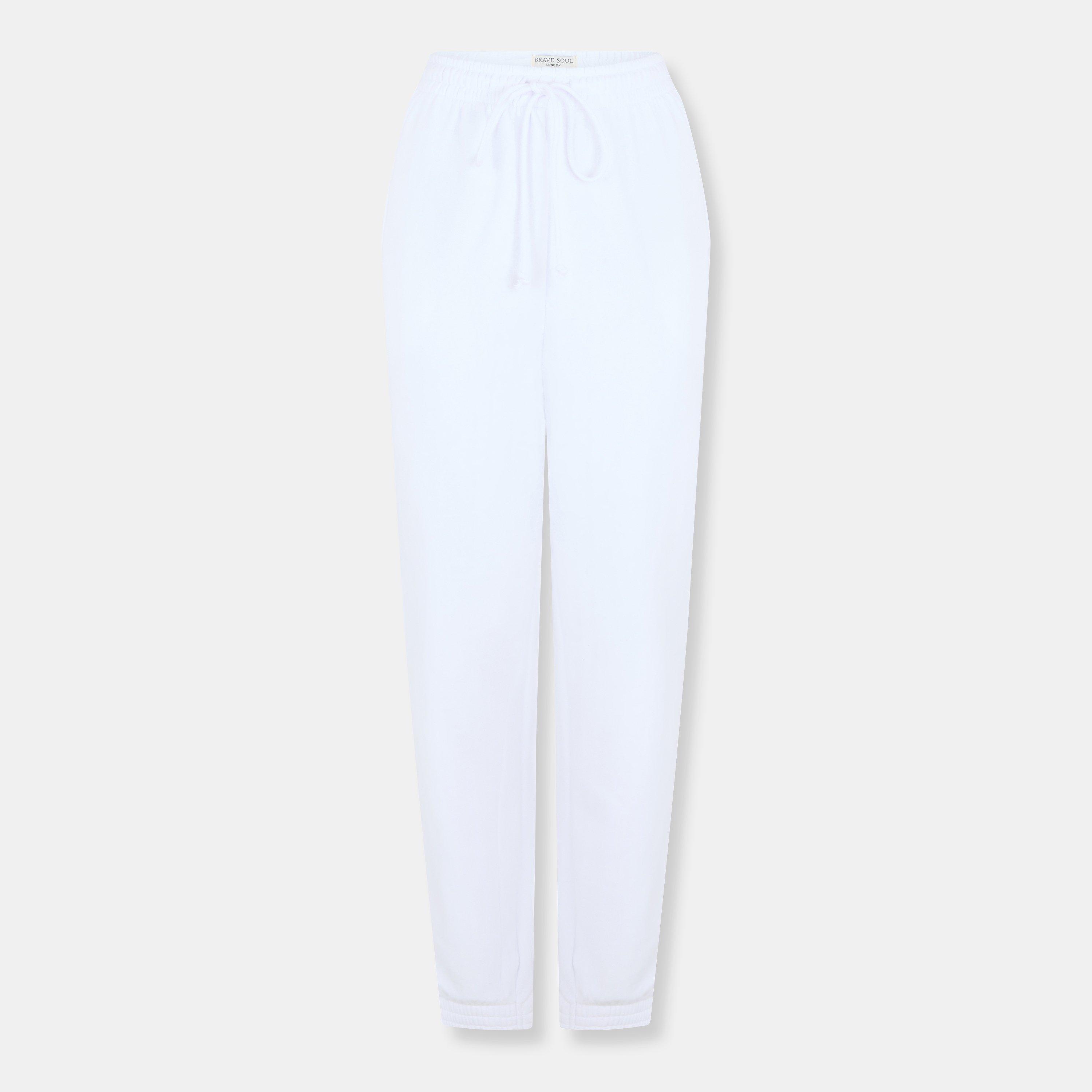 White - Brave Soul - Womens White Wide Leg Jogging Bottom - 1