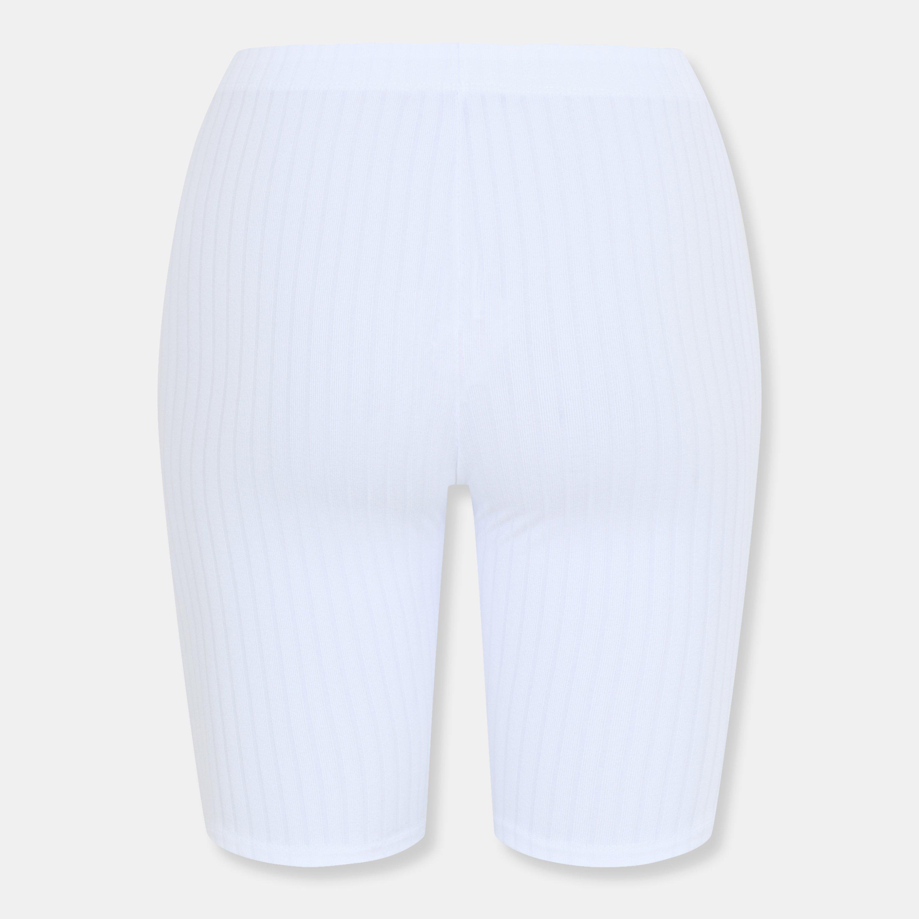 White - Brave Soul - Ribbed Cycling Shorts - 2
