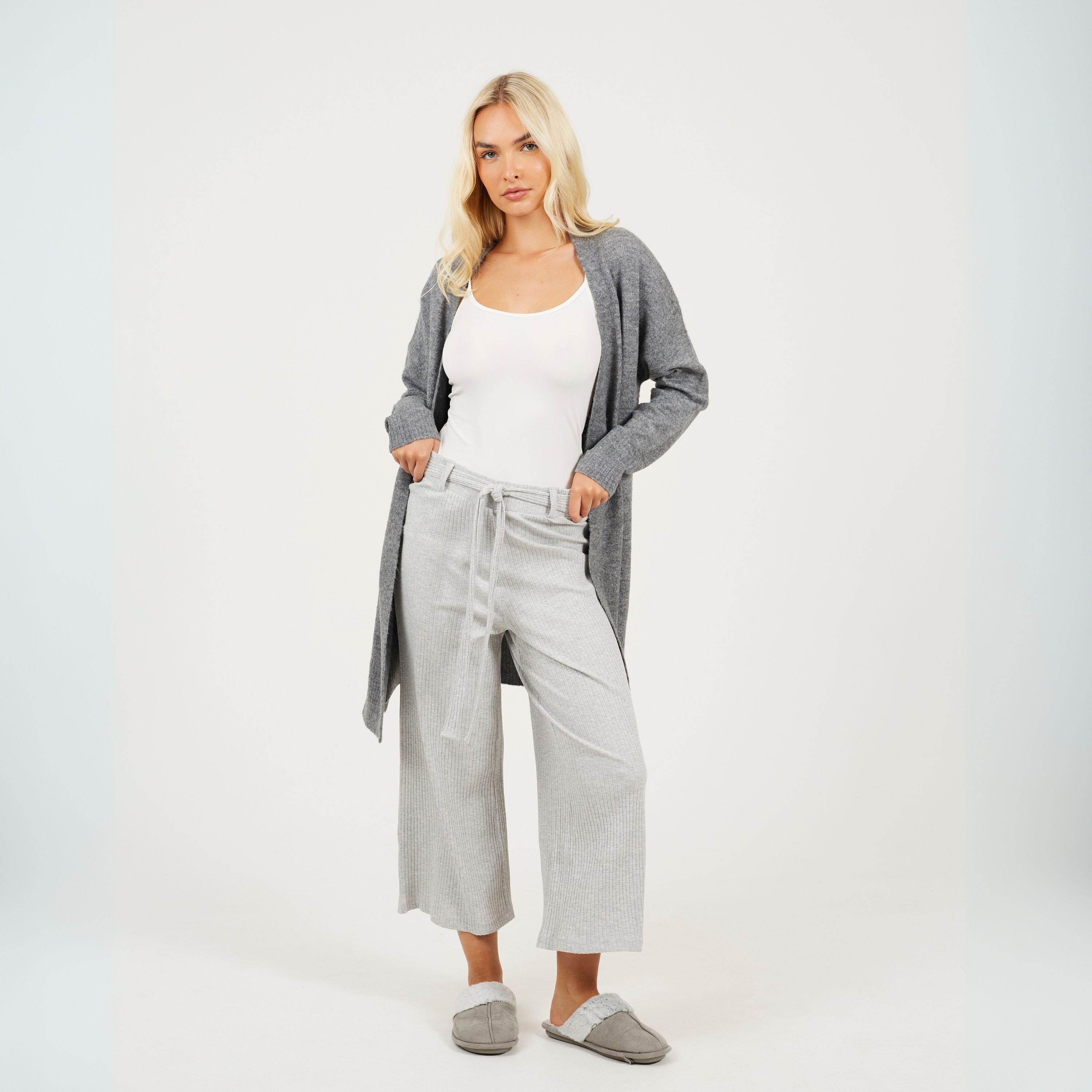 Grey Marl - Brave Soul - Rib Trousers with Tie Belt - 4