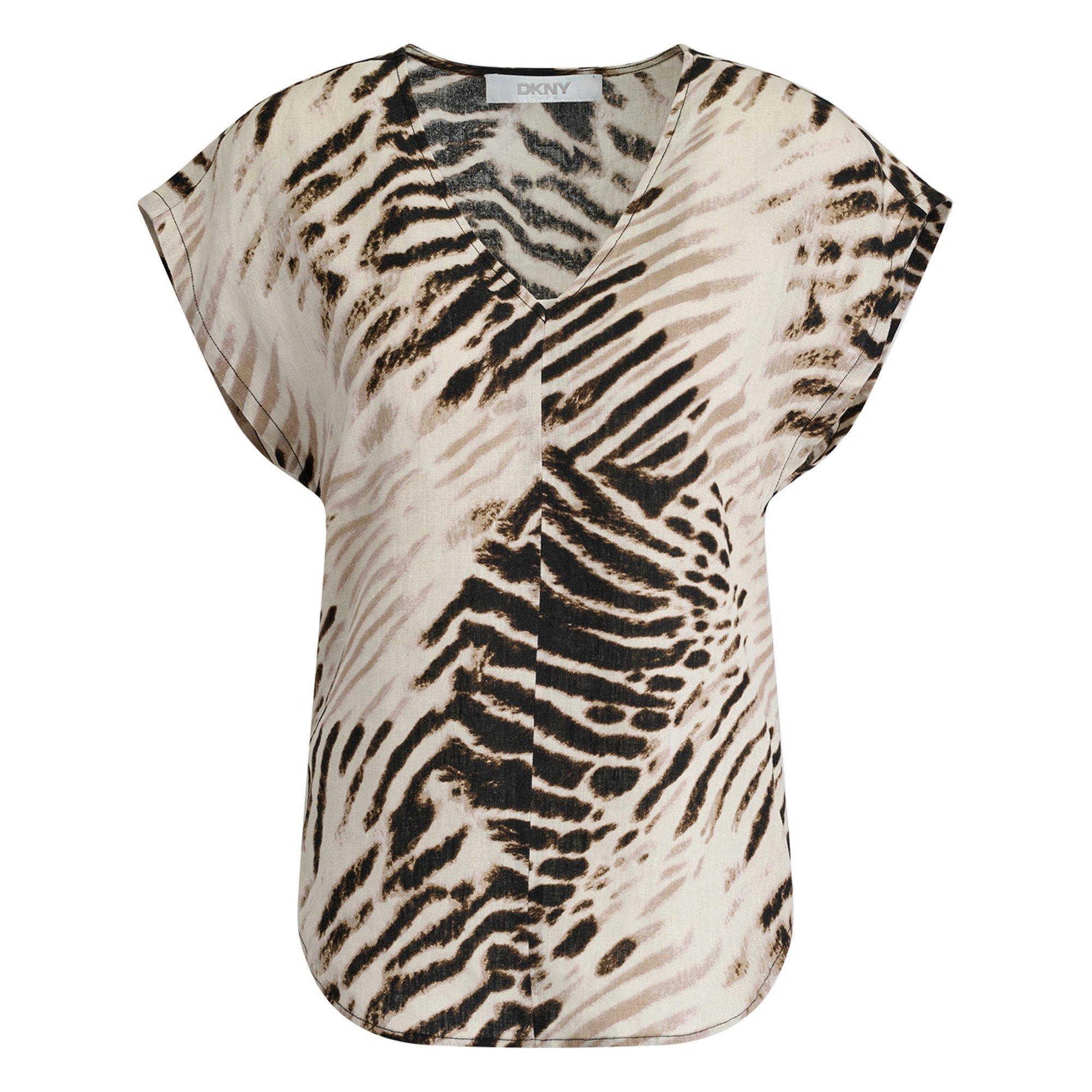Dkny Women's Short Sleeve Blouse - Brushed Sandbed - 14 (L)