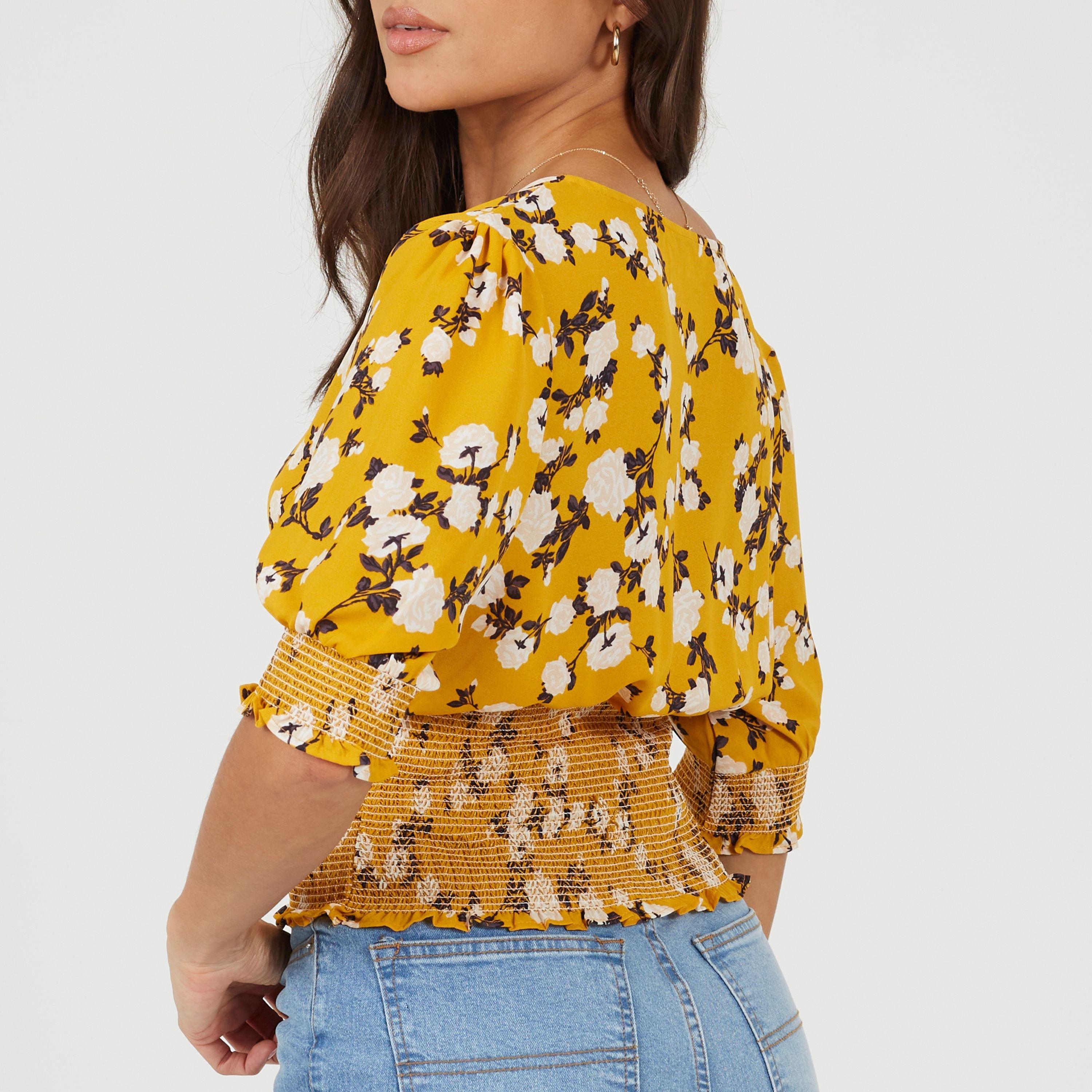 Yellow Floral - Brave Soul - VNeck Blouse Ld99 - 2