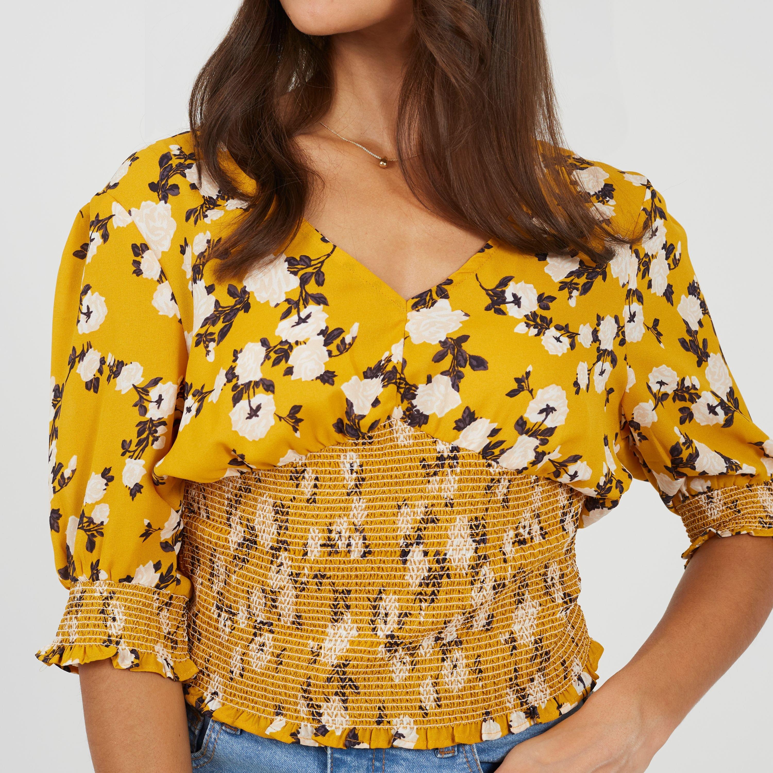 Yellow Floral - Brave Soul - VNeck Blouse Ld99 - 3