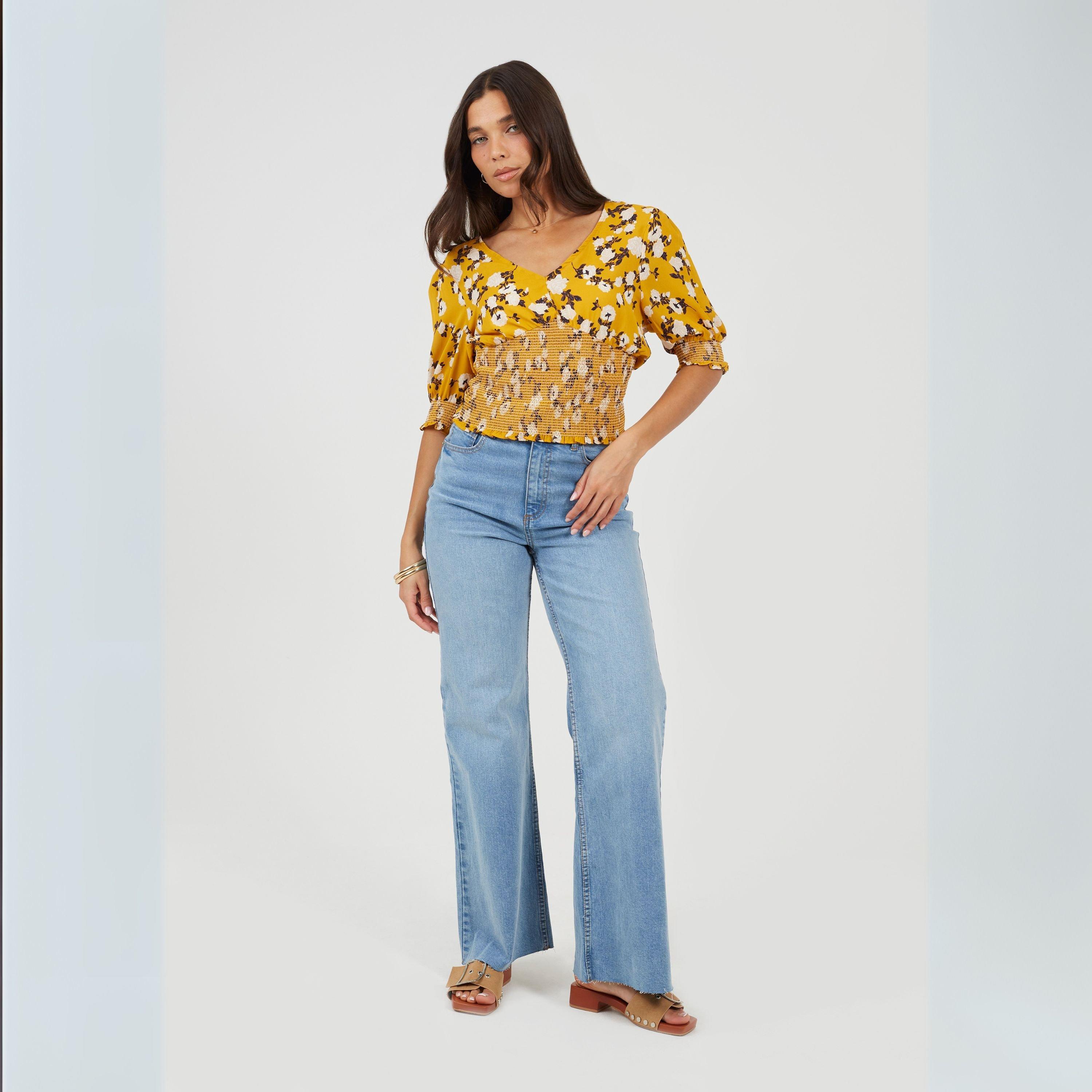 Yellow Floral - Brave Soul - VNeck Blouse Ld99 - 4