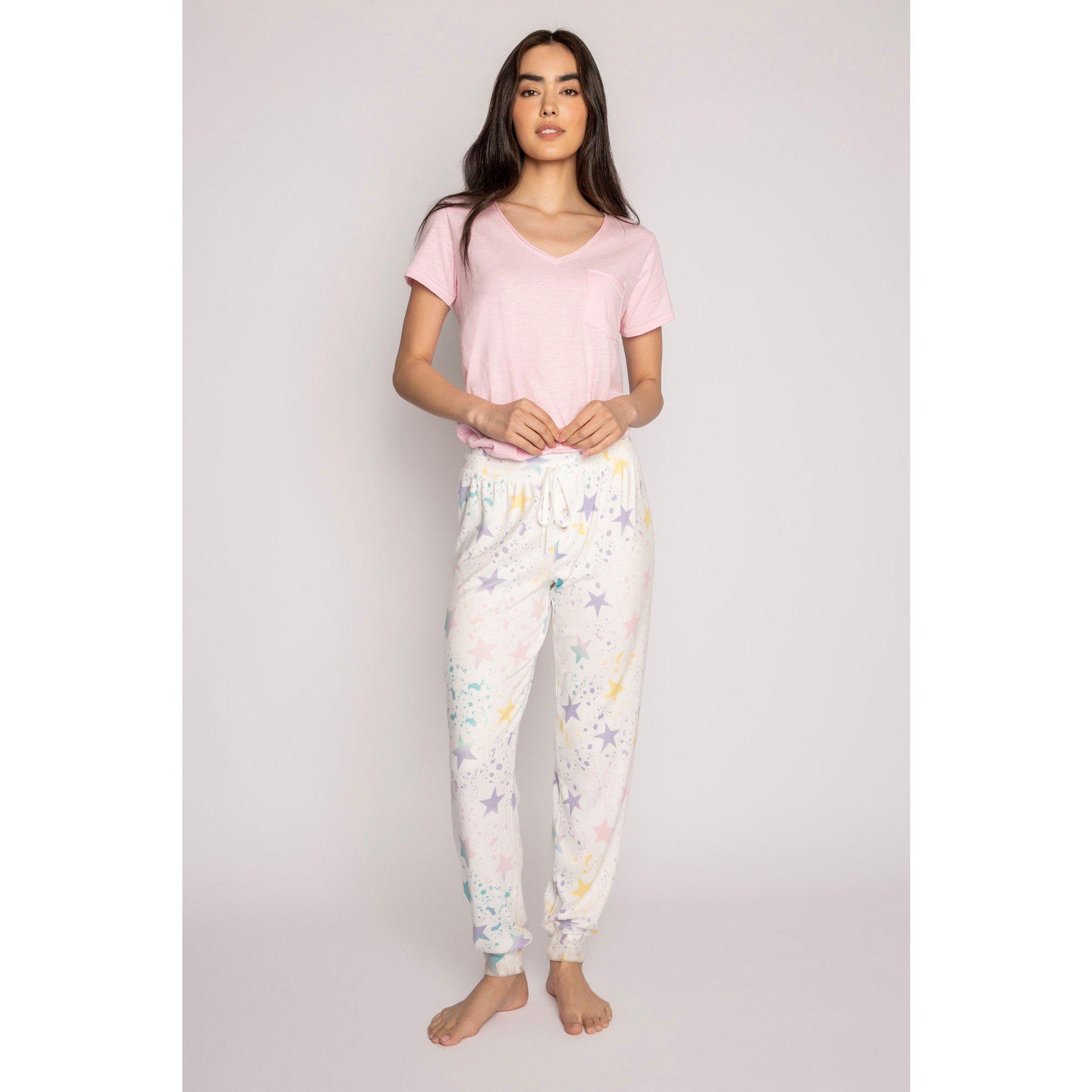 Pj Salvage Women's Drawstring Star Pant - Off-White - 10 (S)
