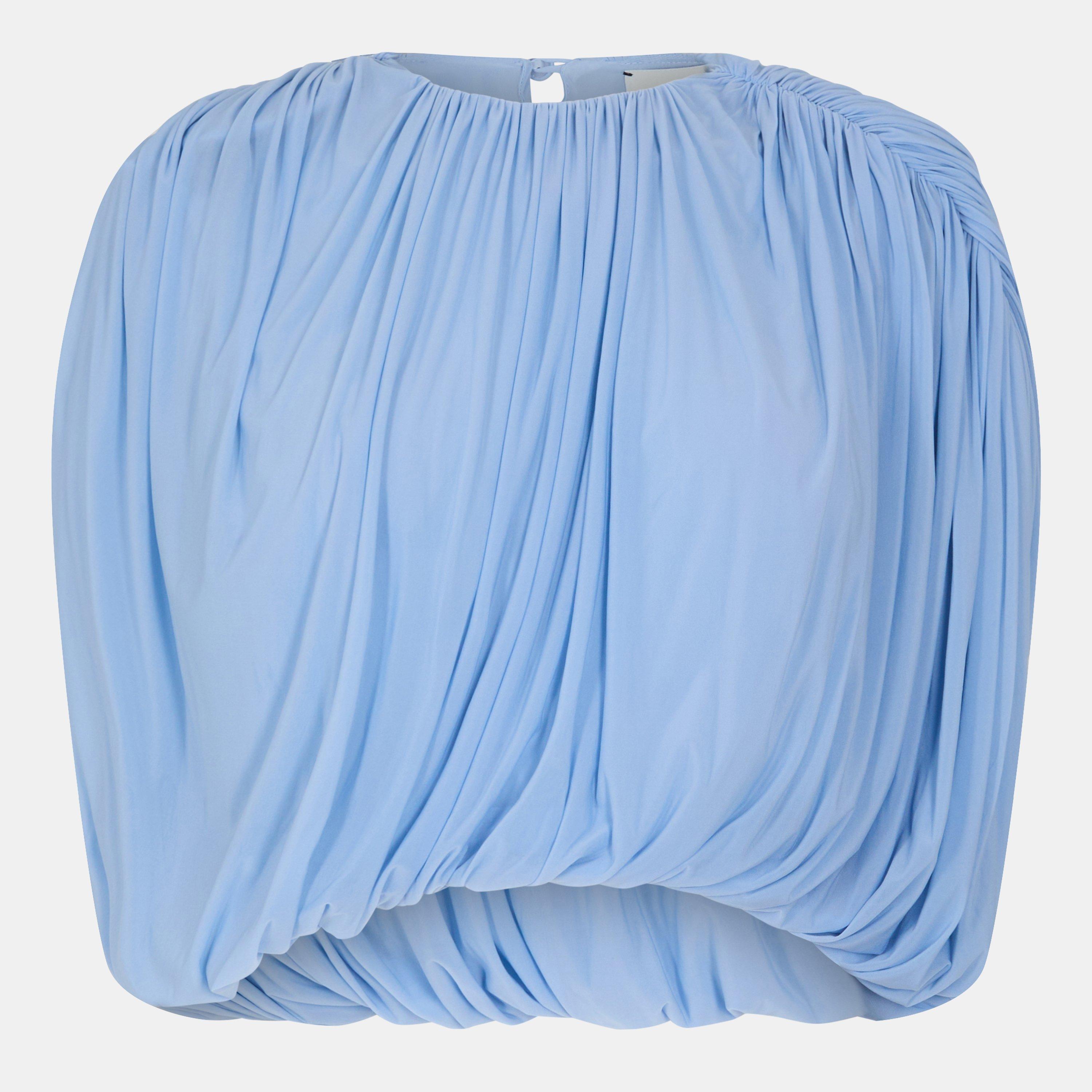 Magda Butrym Women's Short Sleeve Blouse - Light Blue - Size 8 (XS)