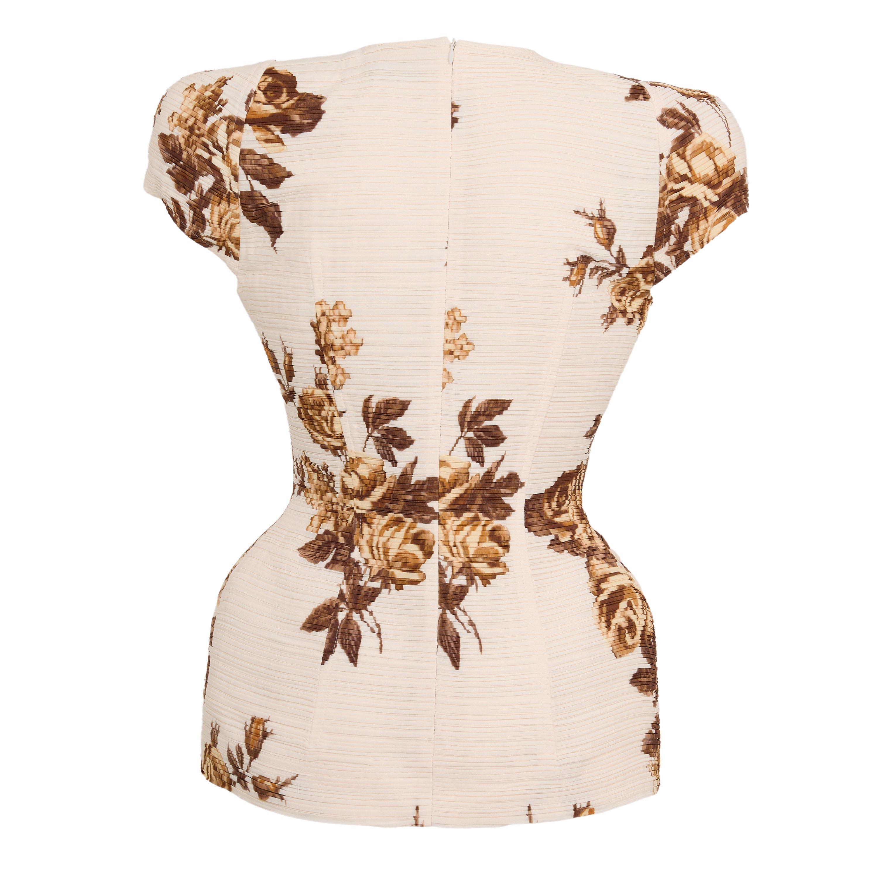 Cream Print - Magda Butrym - Women's Short Sleeve Blouse - 2