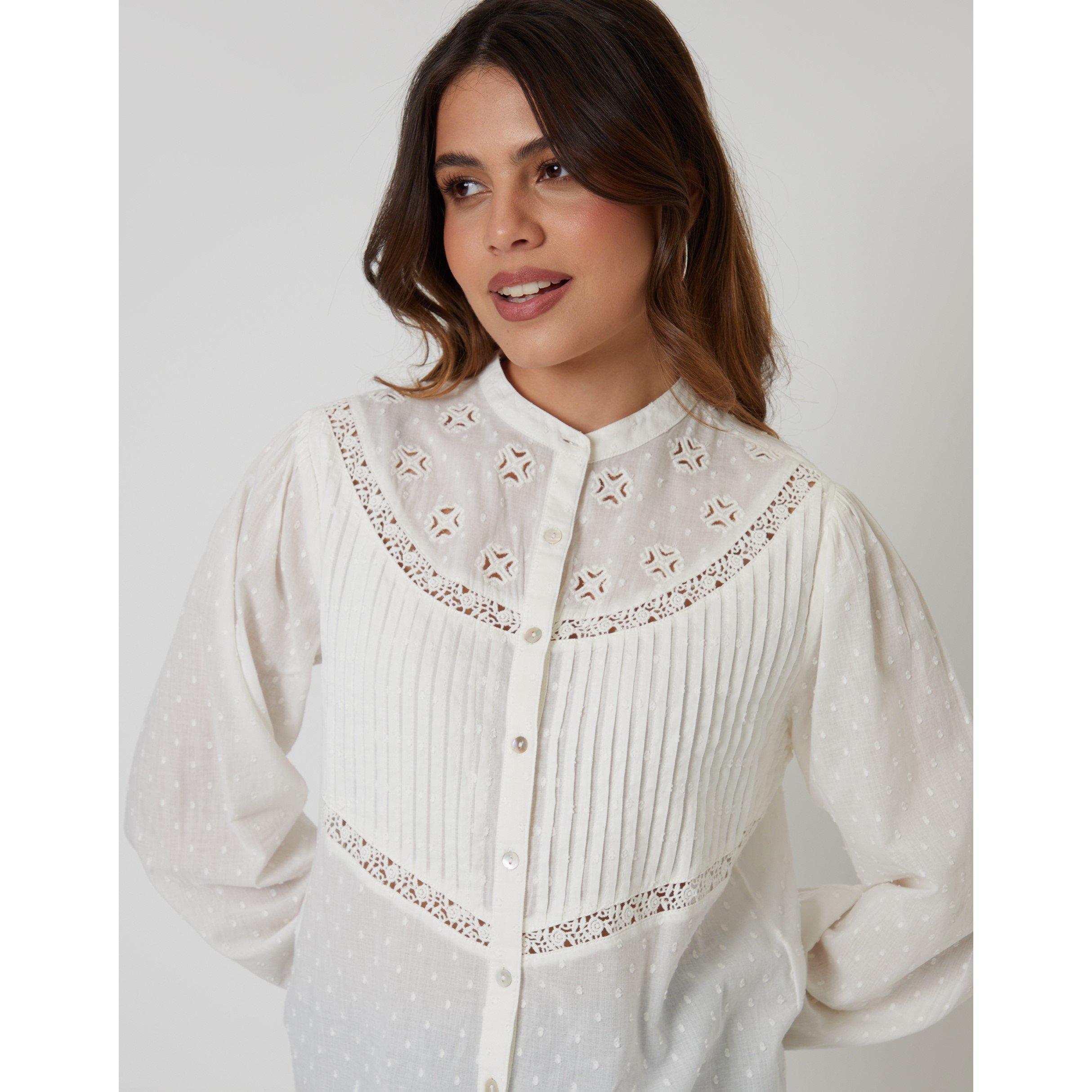 Cream - Threadbare - Rani Boho Short-Sleeve Blouse - 4