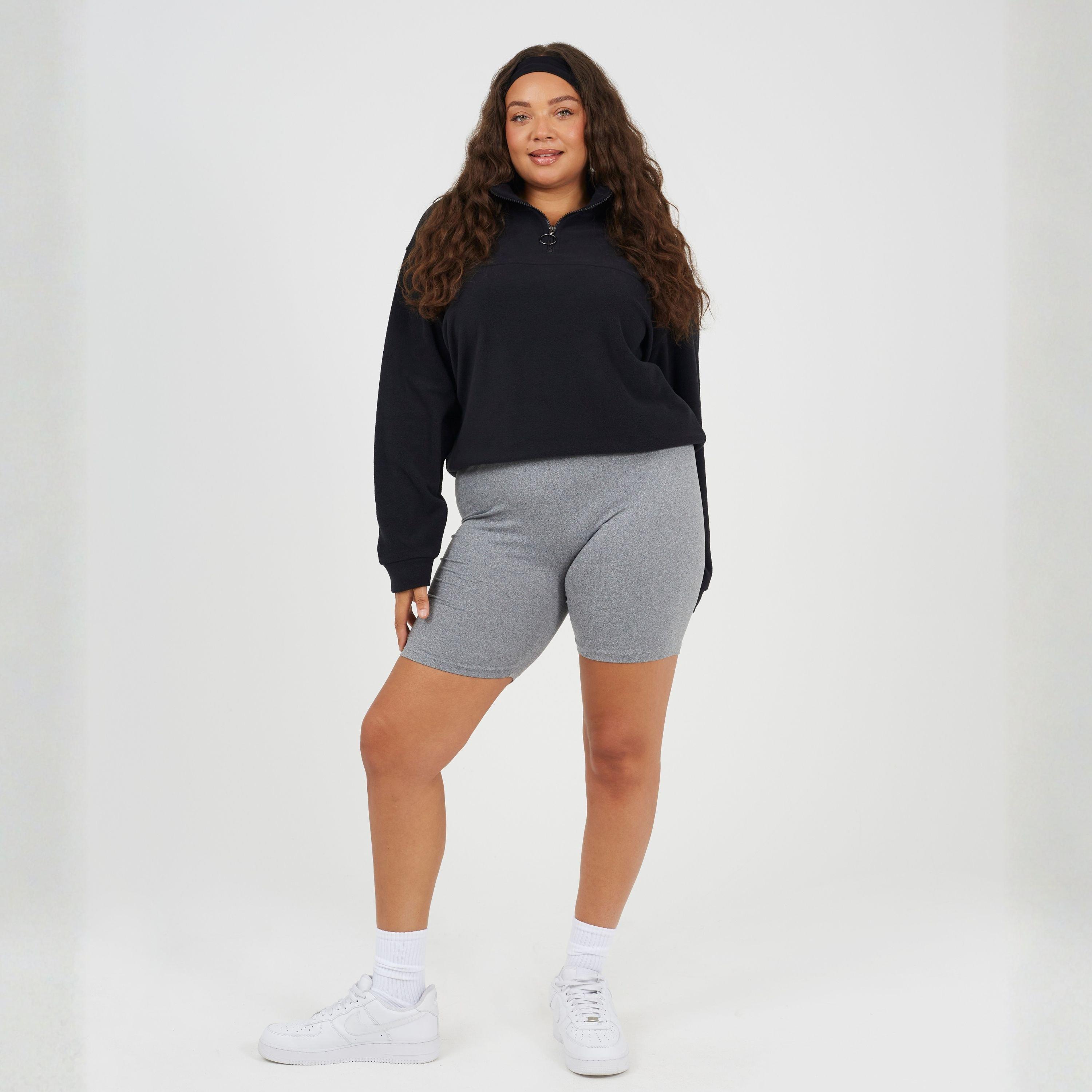 Grau meliert - Brave Soul - Womens Plus Size Grey Marl Cycling Shorts - 4