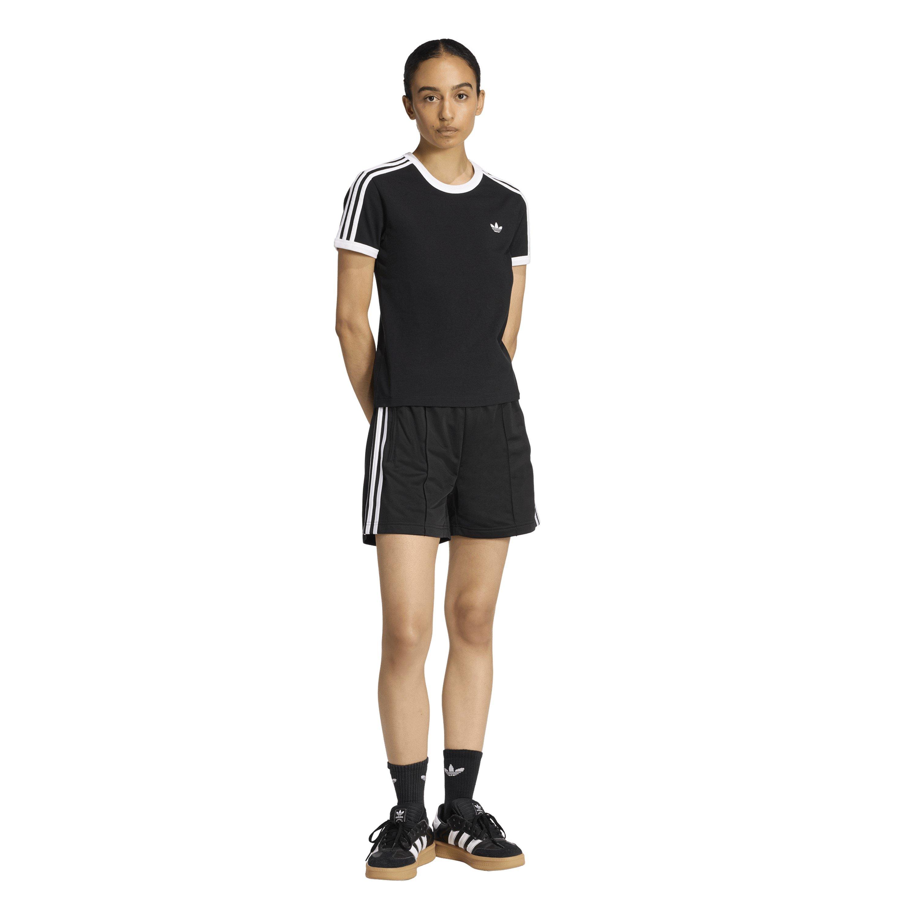 Black/White - adidas Originals - Women's Firebird Fleece Jogger Shorts - 6