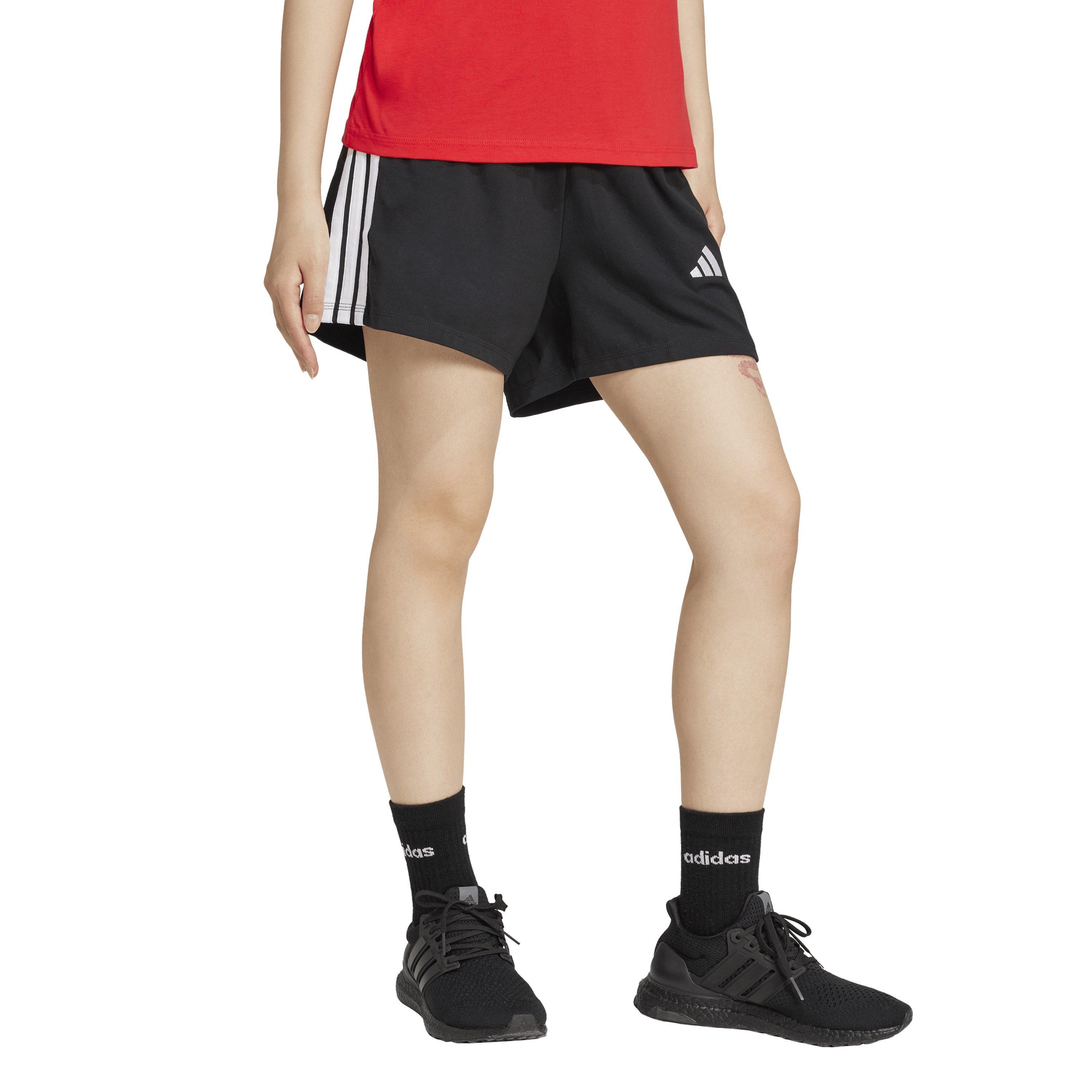 Preto/Branco - adidas - Essentials 3 Stripe Shorts Womens - 4