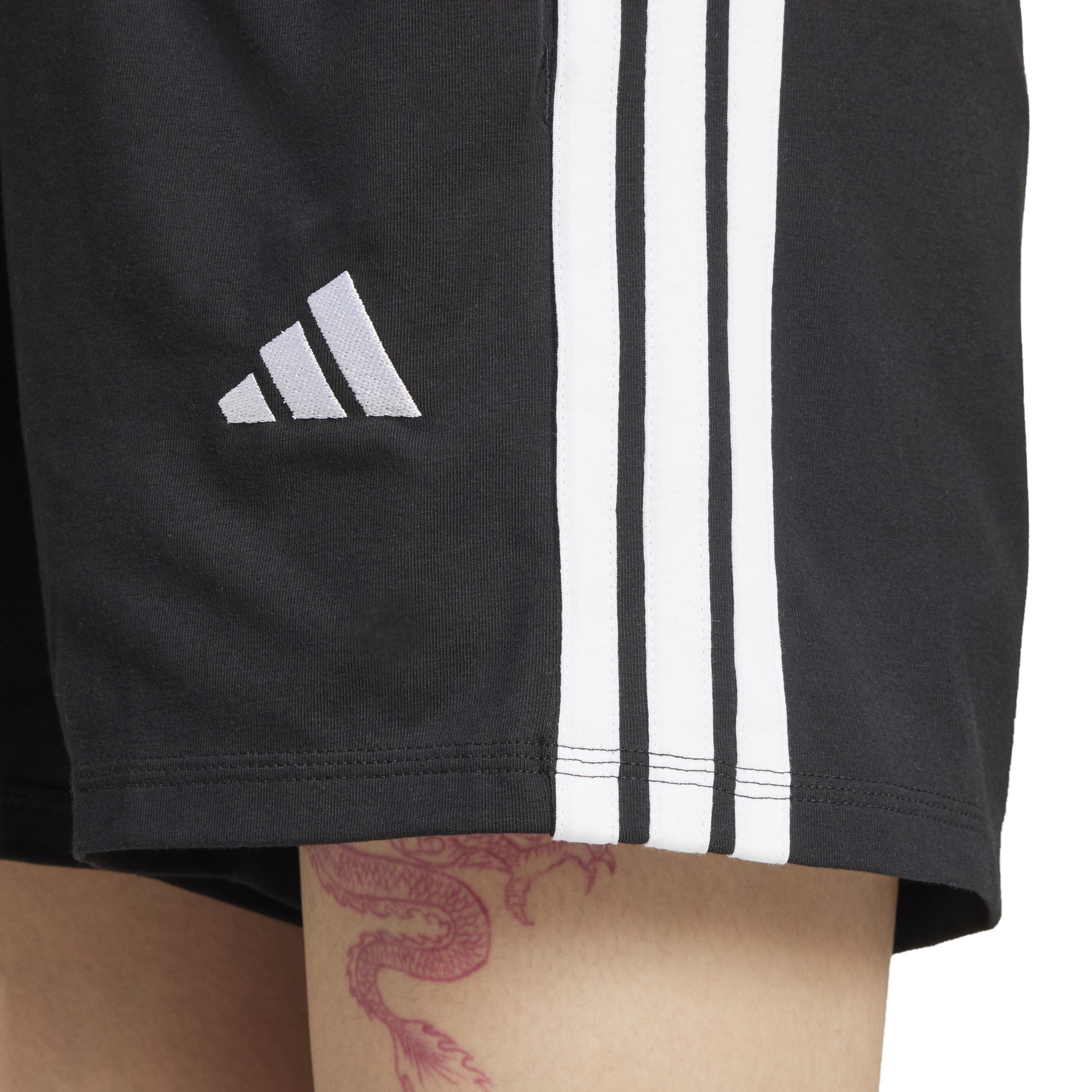 Preto/Branco - adidas - Essentials 3 Stripe Shorts Womens - 5