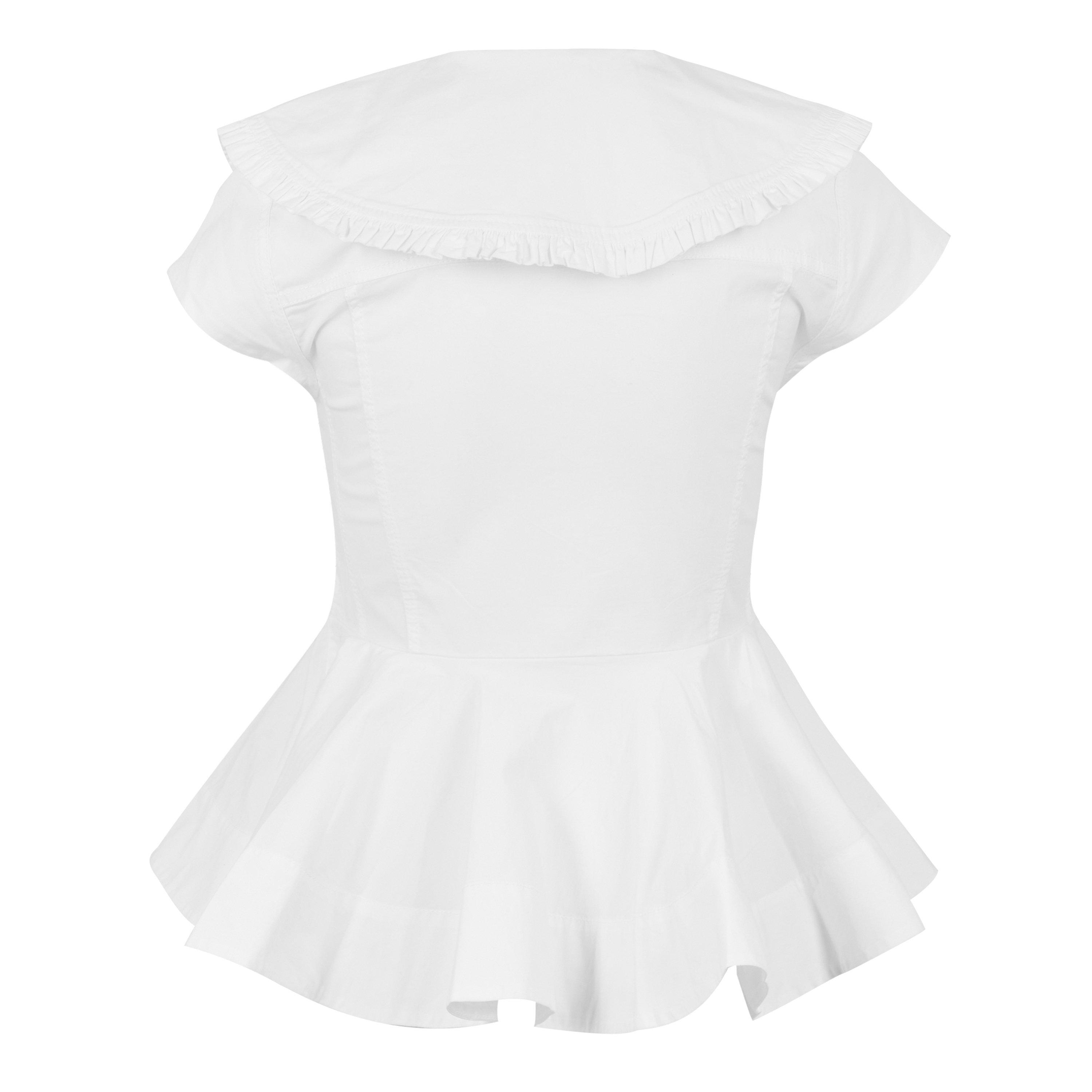 Bright White - Ganni - Women's Peter Pan Short Sleeve Blouse - 2