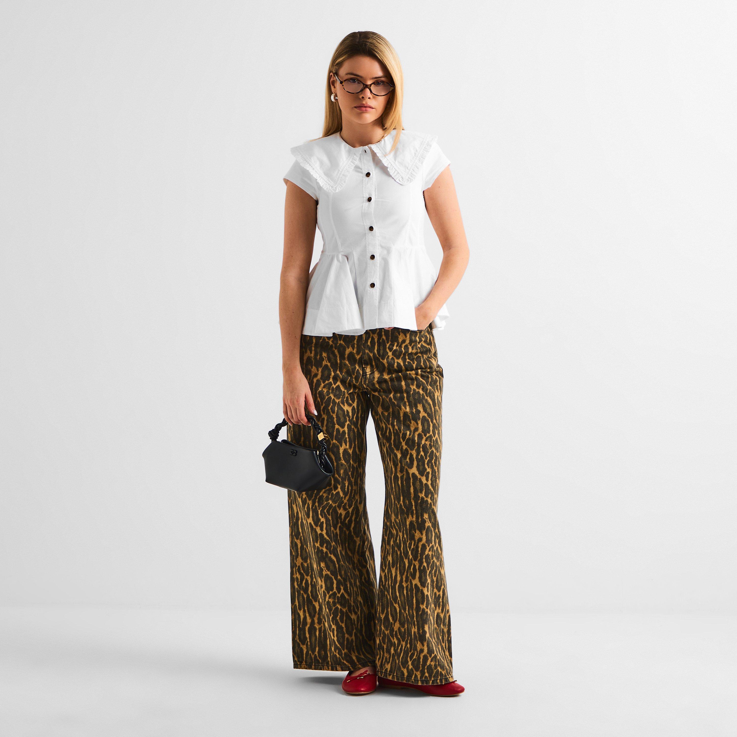 Bright White - Ganni - Women's Peter Pan Short Sleeve Blouse - 6