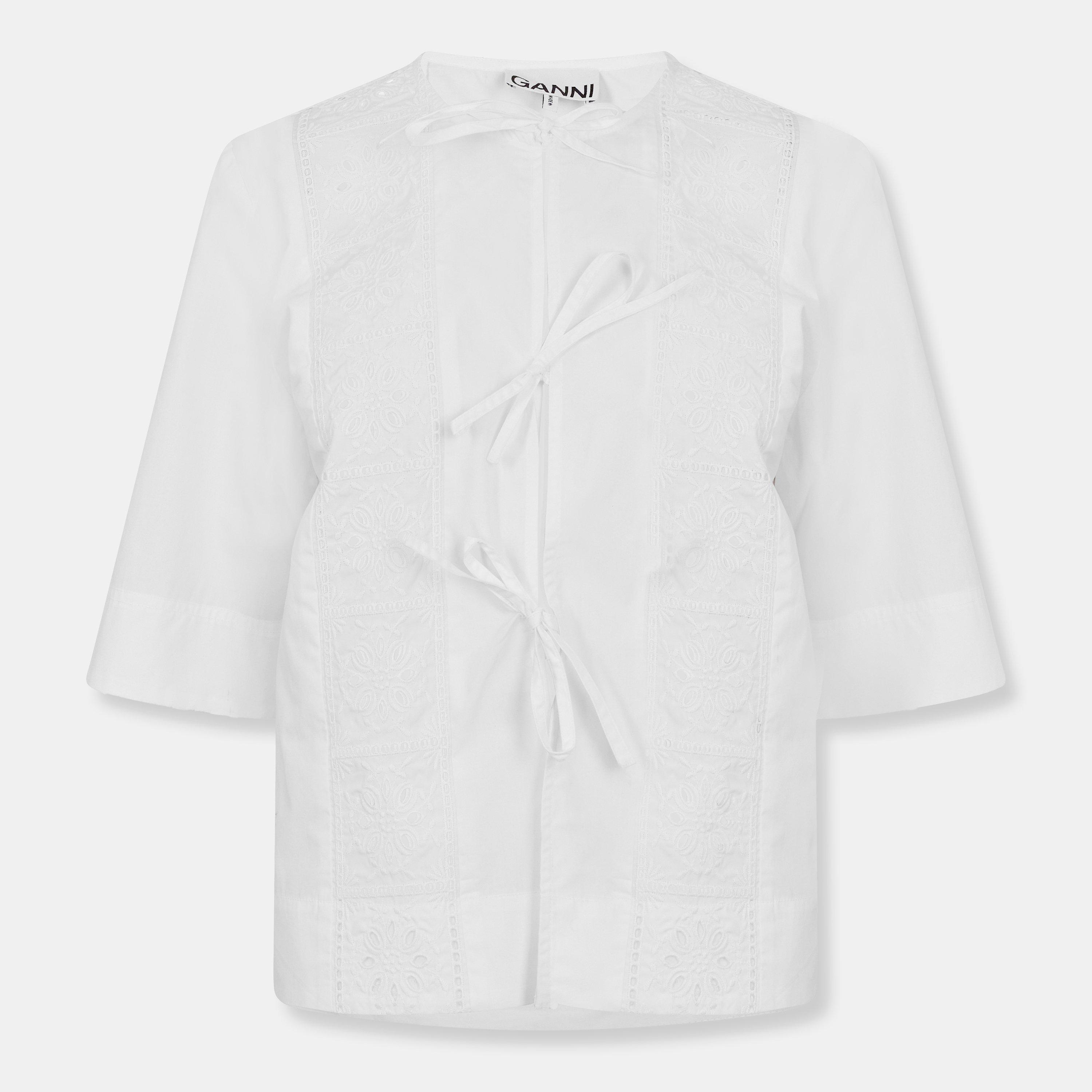 Bright White - Ganni - Women's Anglaise Short Sleeve Blouse - 1