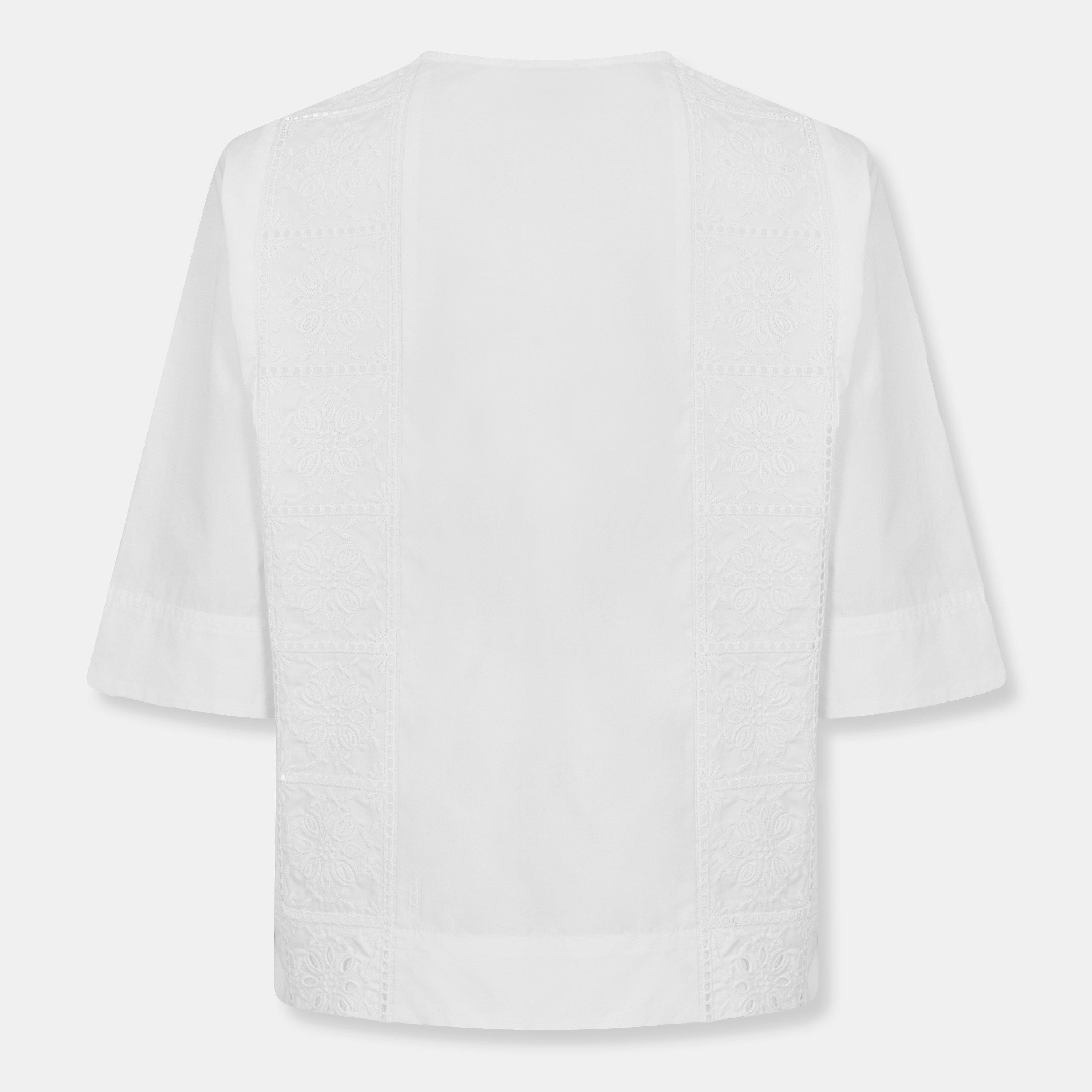 Bright White - Ganni - Women's Anglaise Short Sleeve Blouse - 2