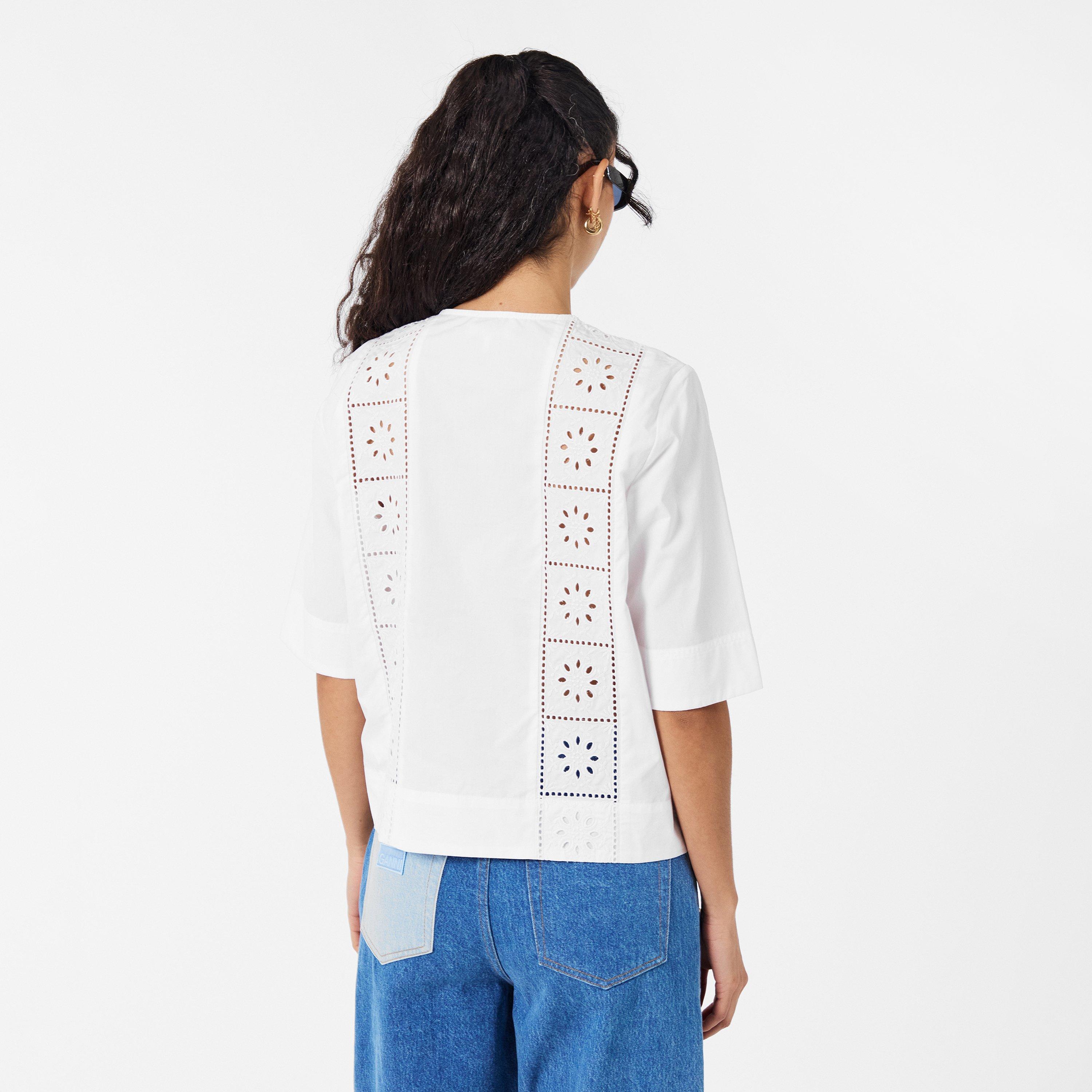 Bright White - Ganni - Women's Anglaise Short Sleeve Blouse - 4