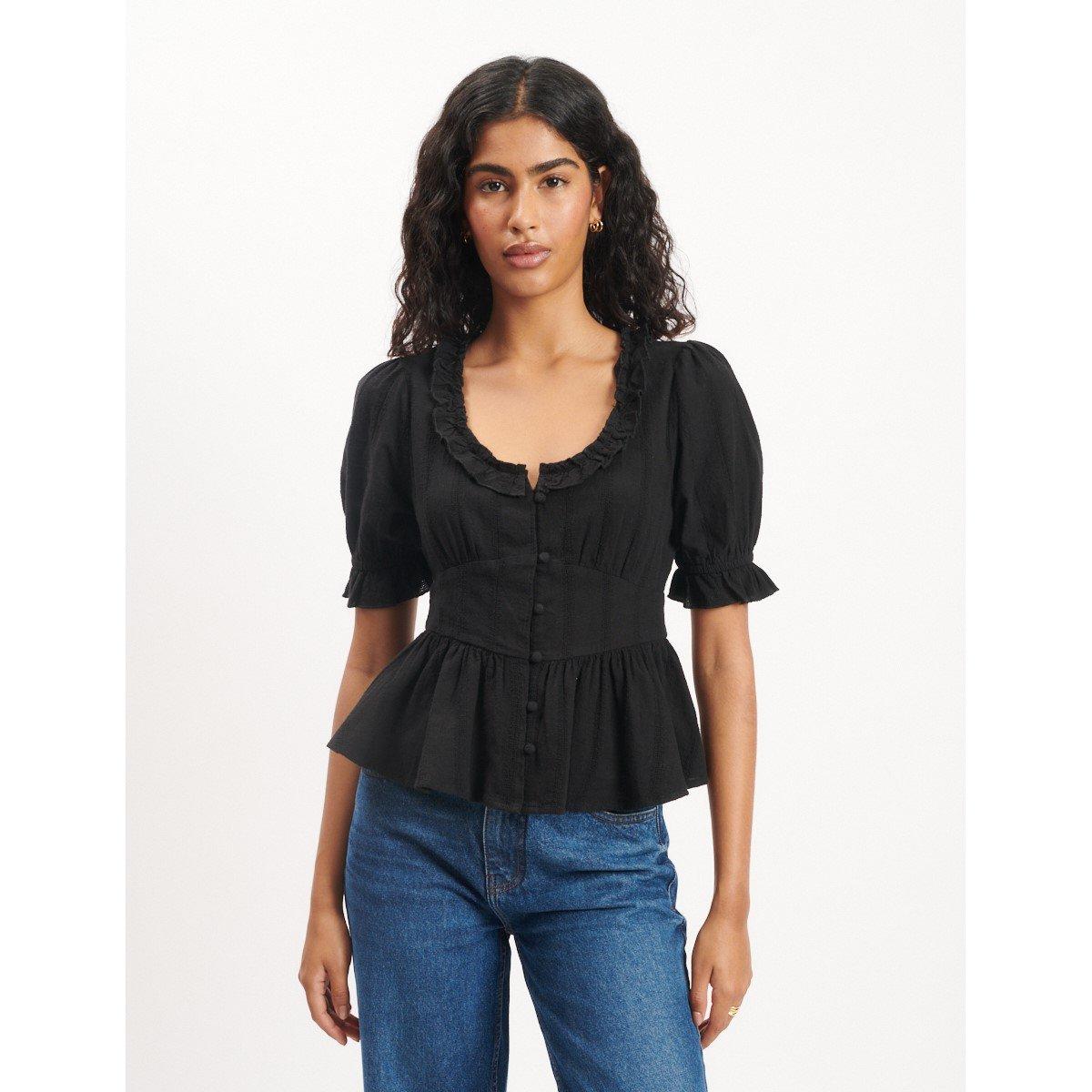Black - Nobodys Child - Women's Short Sleeve Blouse - 1