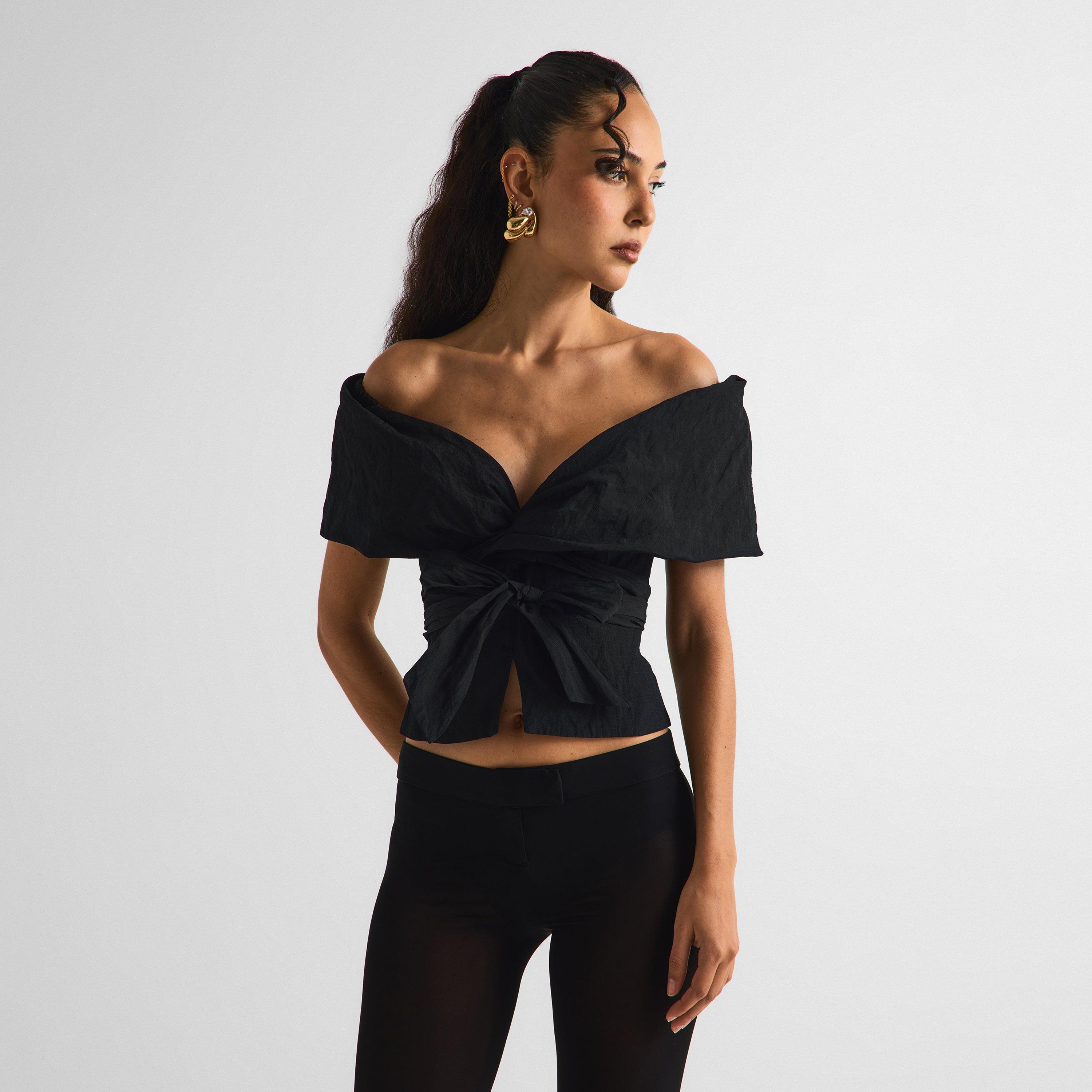 Black - Magda Butrym - Women's Blouse 11 Short Sleeve - 3