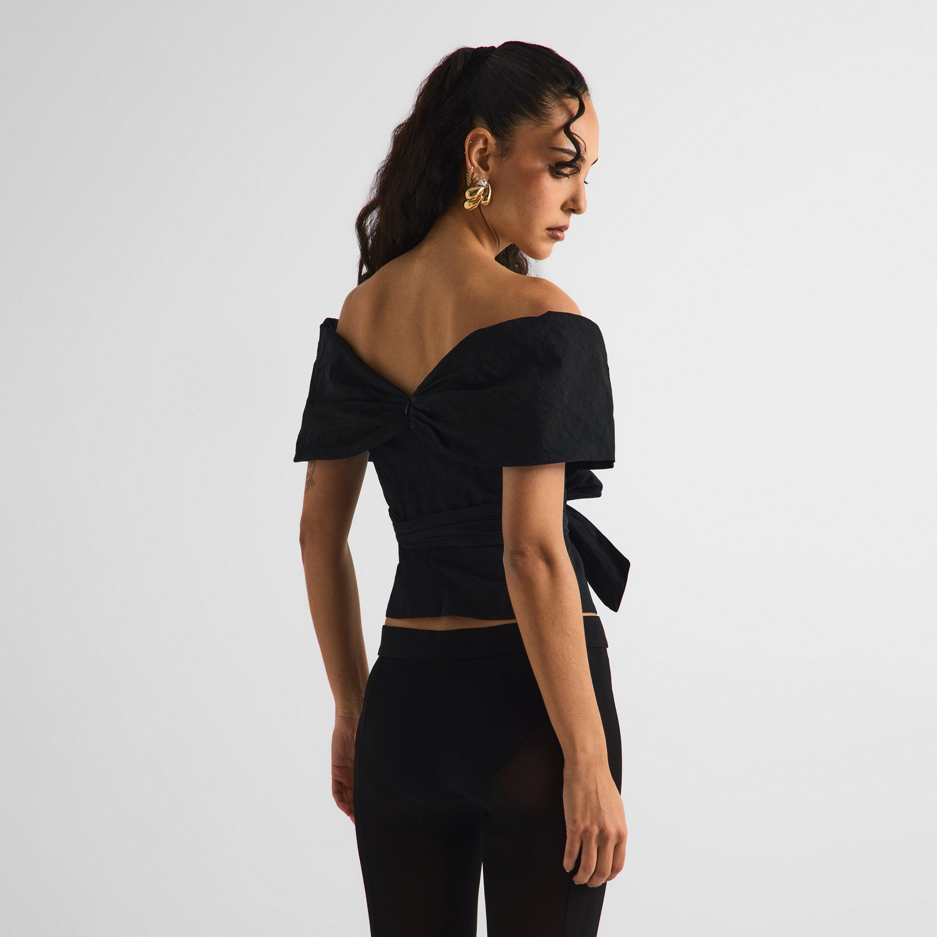 Black - Magda Butrym - Women's Blouse 11 Short Sleeve - 4