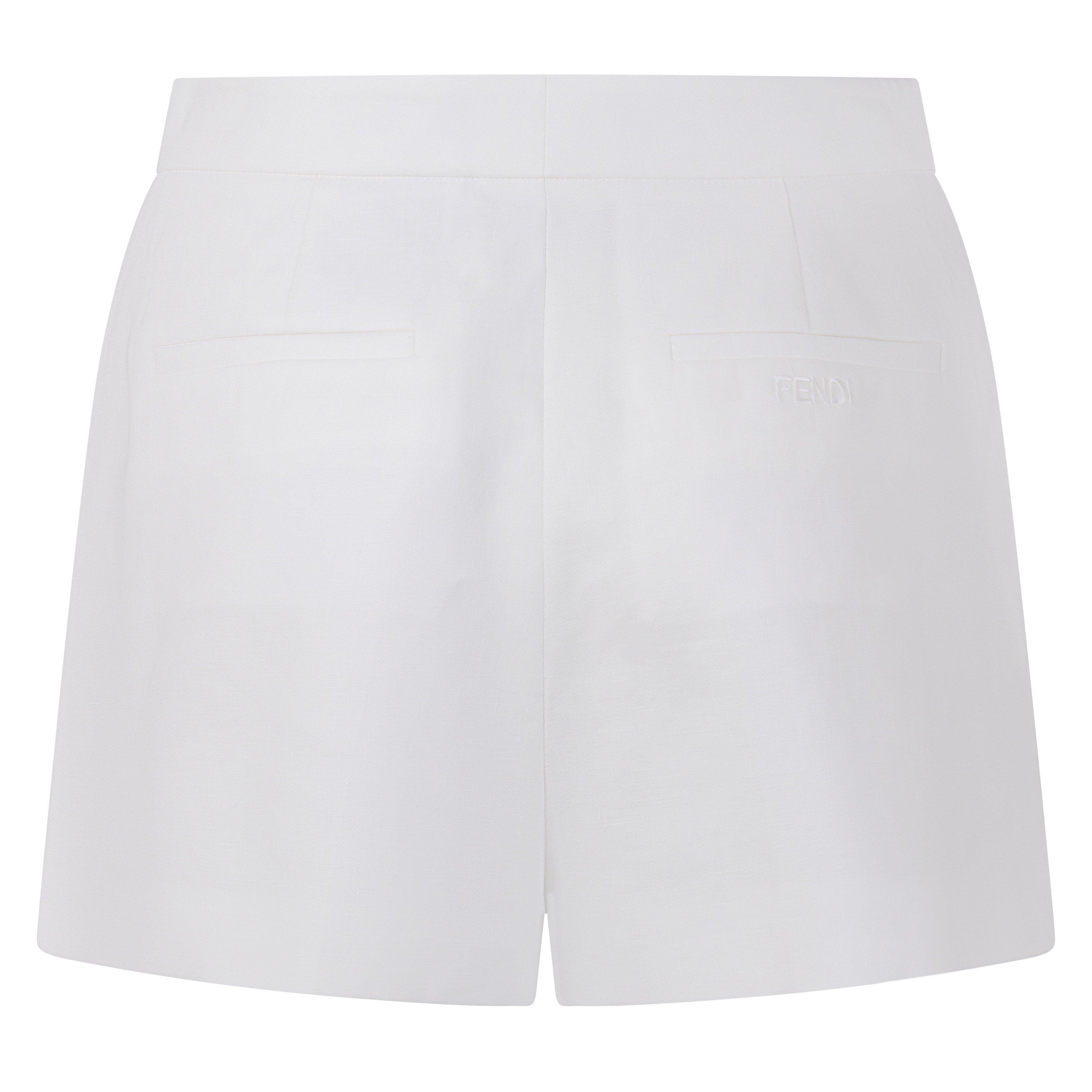 White - Fendi - Women's Linen Tailored Shorts - 2