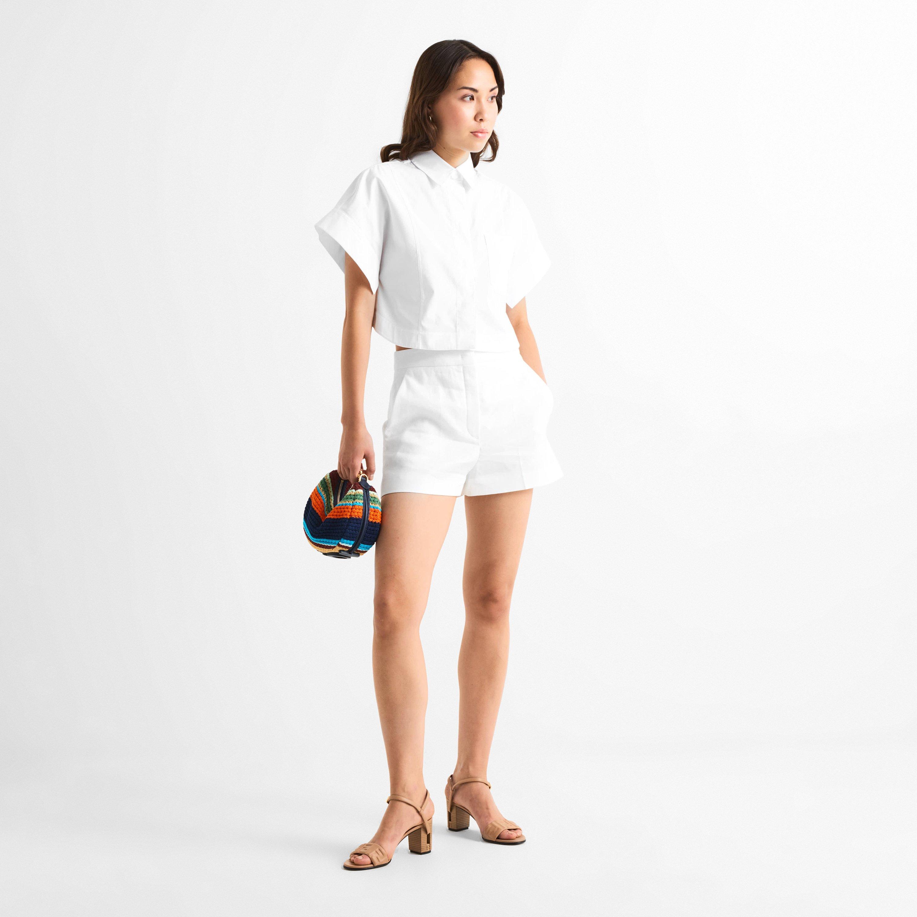 White - Fendi - Women's Linen Tailored Shorts - 6