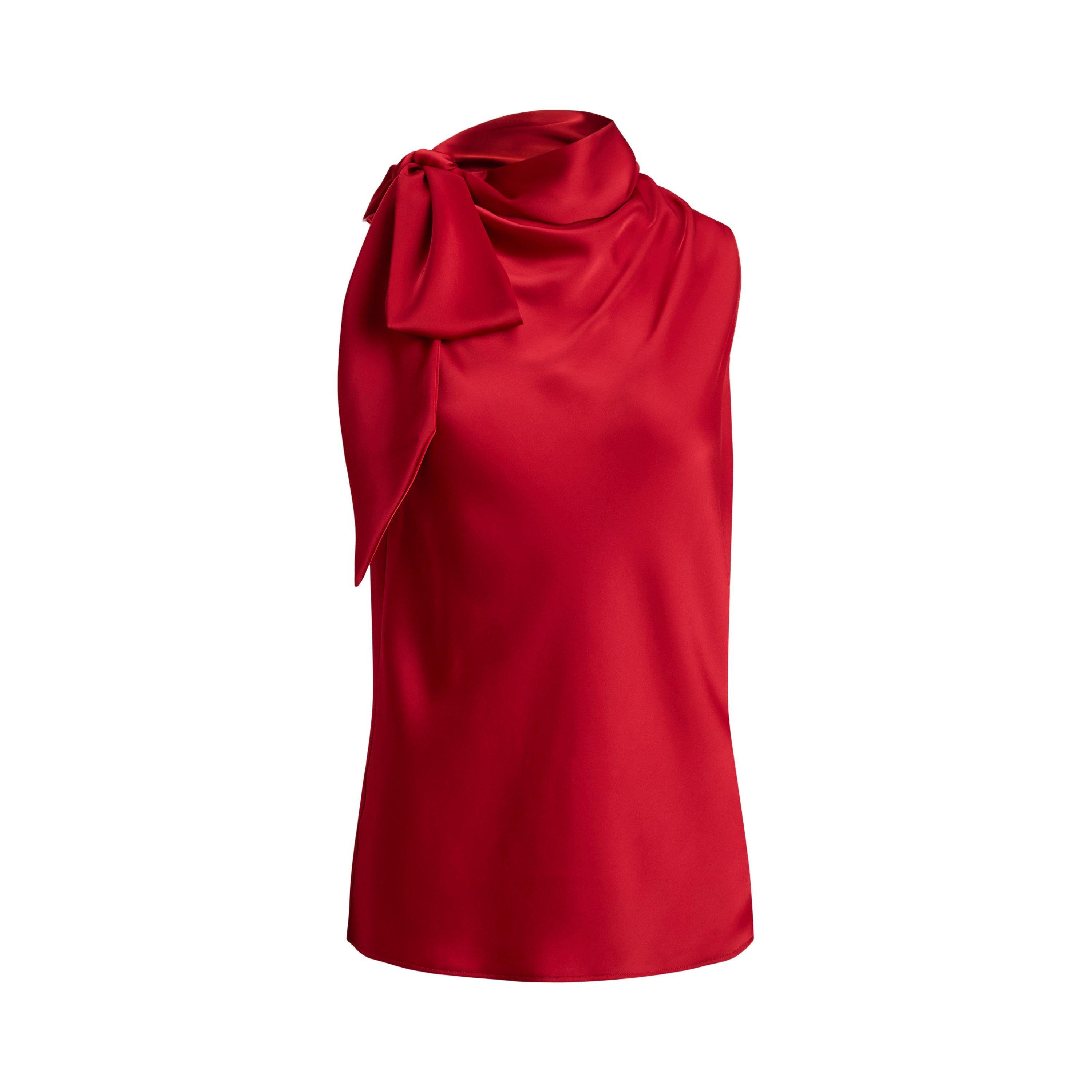 RALPH RED - Lauren by Ralph Lauren - Women's Bow Sleeveless Blouse - 1